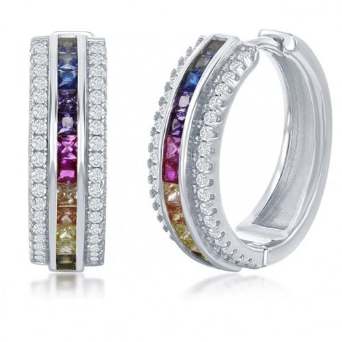 Goldtone Rainbow Swarovski Pav’e Hoop Earrings - 2 Styles, , Riakoob Jewelry, Riakoob Jewelry  jewelryjewelry deals, swarovski crystal jewelry, groupon jewelry,, jewelry for mom,