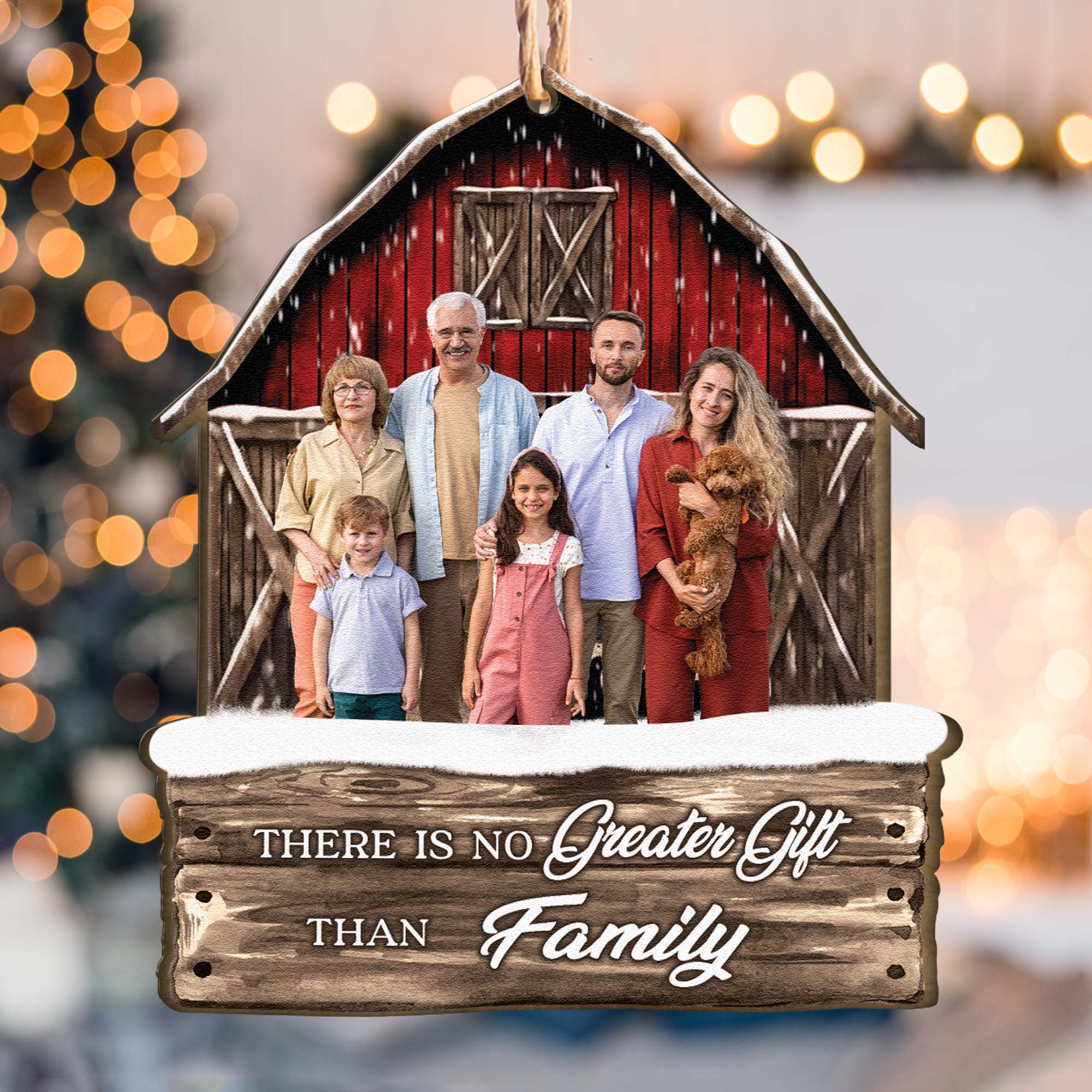 Red Barn Christmas Family Custom Photo - Personalized Family Photo Ornament - Vintage Ornament