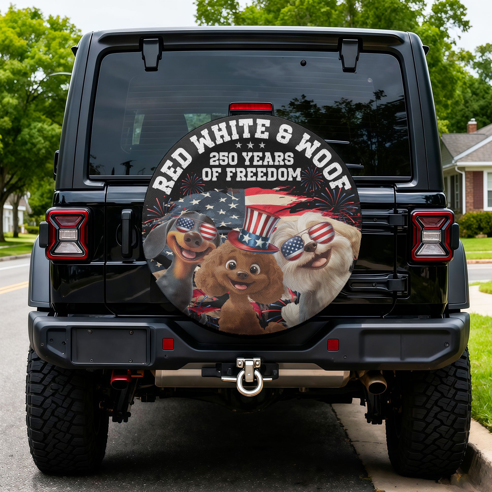 Red White & Woof - Personalized Tire Cover