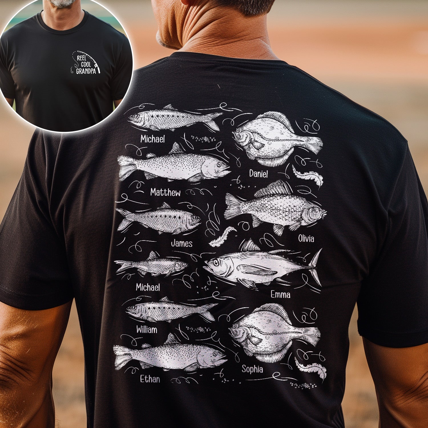 Reel Cool Grandpa - Personalized Shirt - Gift For Grandpa