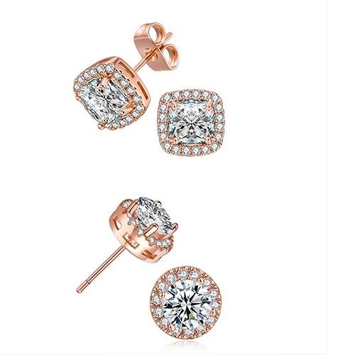 2 Pairs: Swarovski Elements Halo Goldtone Studs - 3 Finishes, , Riakoob Jewelry, Riakoob Jewelry  jewelryjewelry deals, swarovski crystal jewelry, groupon jewelry,, jewelry for mom,
