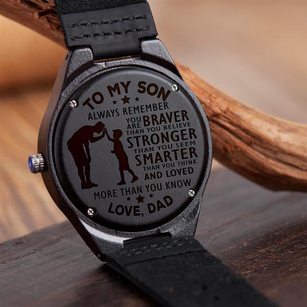 SON DAD - ALWAYS REMEMBER - WOOD WATCH Engraved Gifts Watch