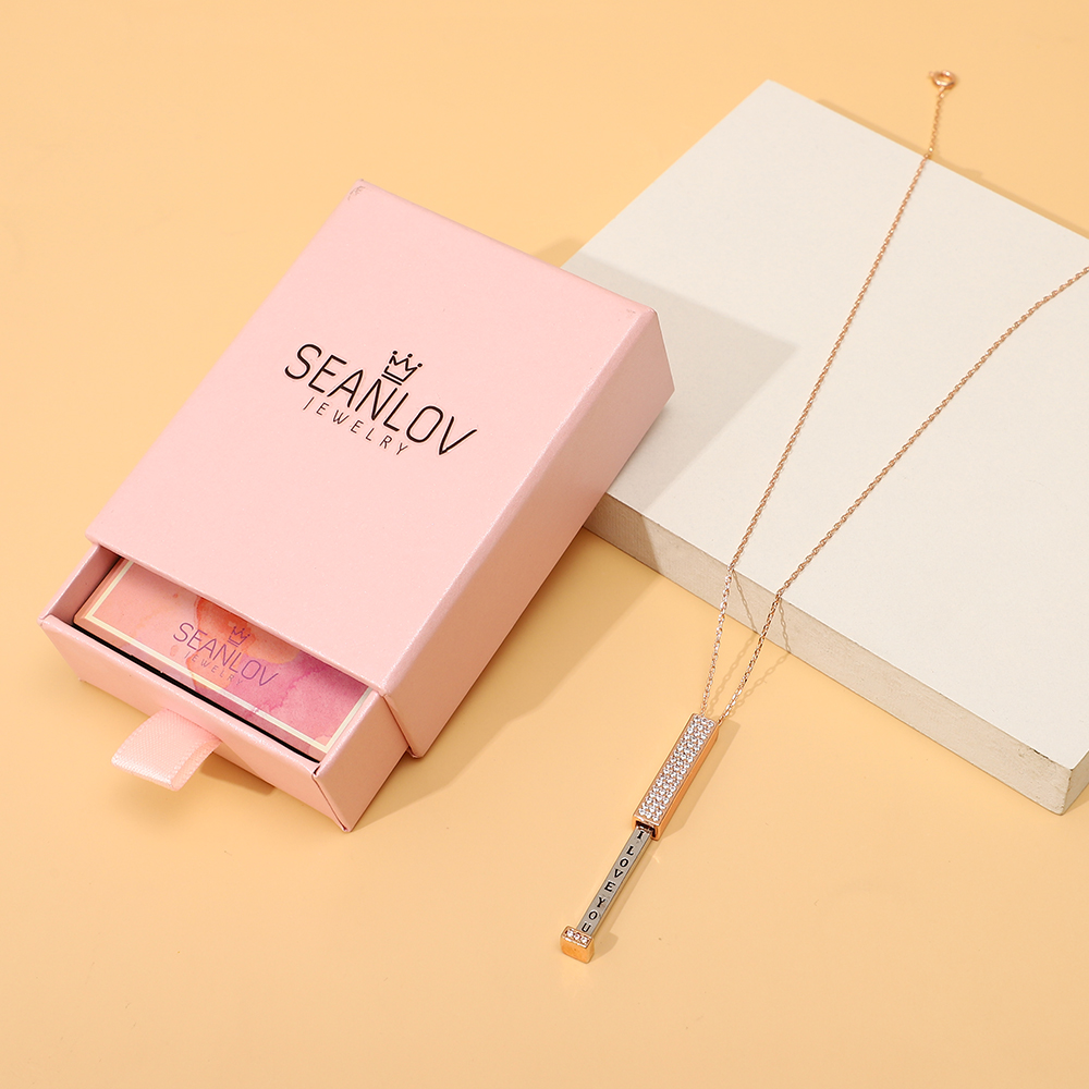 Retractable ‘I Love You’ Secret Message Bar Necklace-A Loves Gift