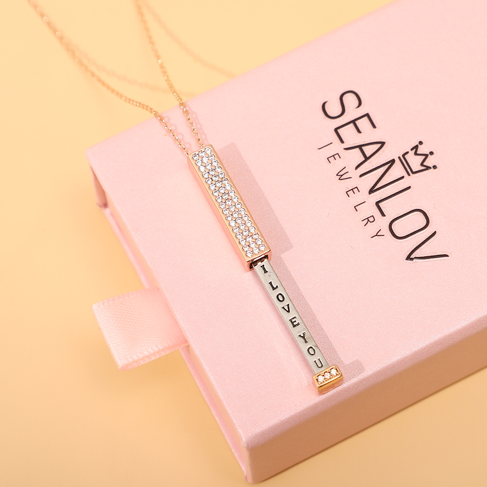 Retractable ‘I Love You’ Secret Message Bar Necklace-A Loves Gift