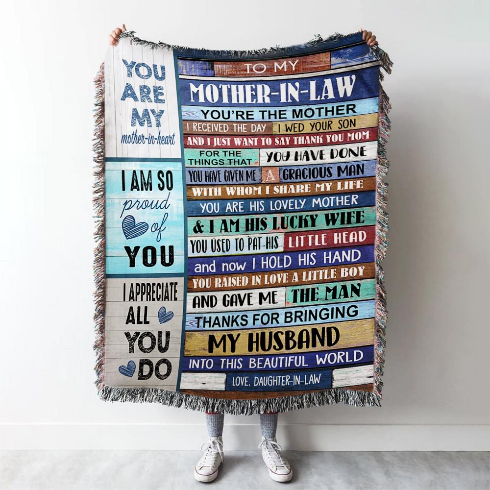 Gift For Mother In Law From Daughter In Law I Wed Your Son Woven Blanket-A Loves Gift