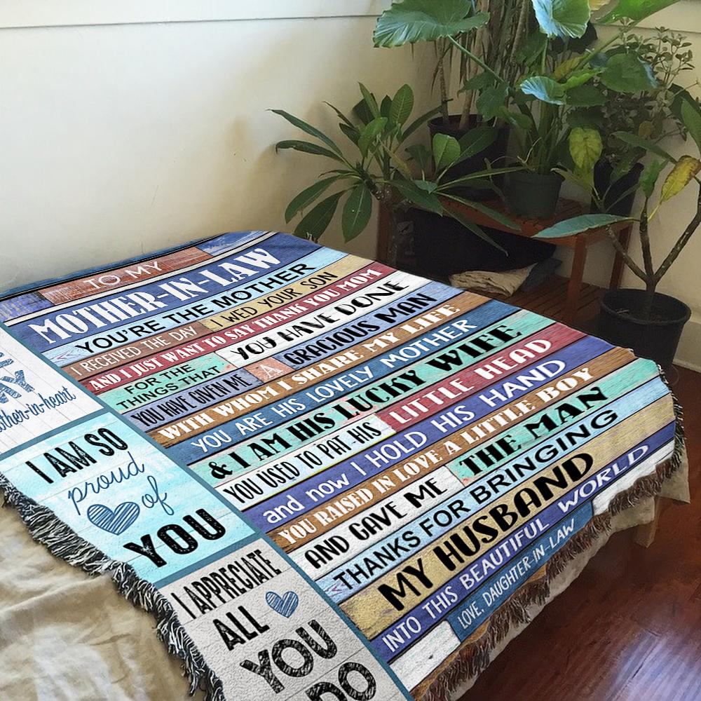 Gift For Mother In Law From Daughter In Law I Wed Your Son Woven Blanket-A Loves Gift