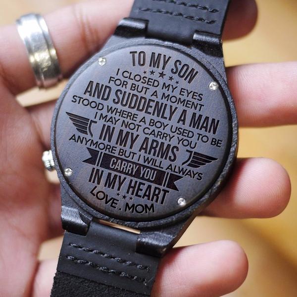 SON MOM - CARRY YOU - WOOD WATCH Engraved Gifts Watch