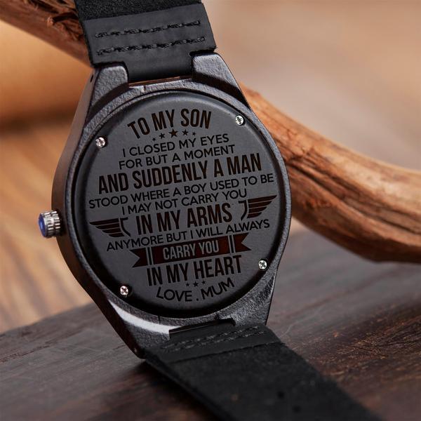 SON MUM - CARRY YOU - WOOD WATCH Engraved Gifts Watch
