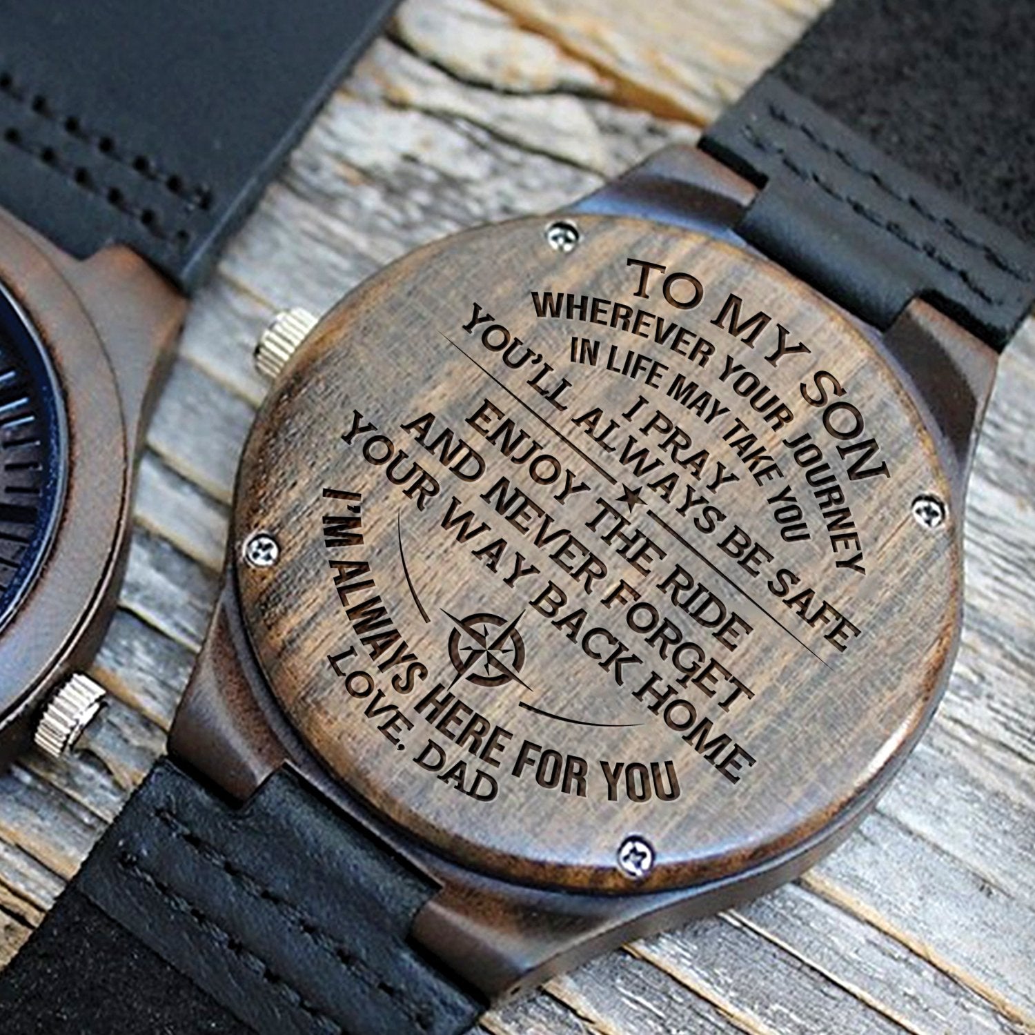 SON DAD - ENJOY THE RIDE 2 - WOOD WATCH Engraved Gifts Watch
