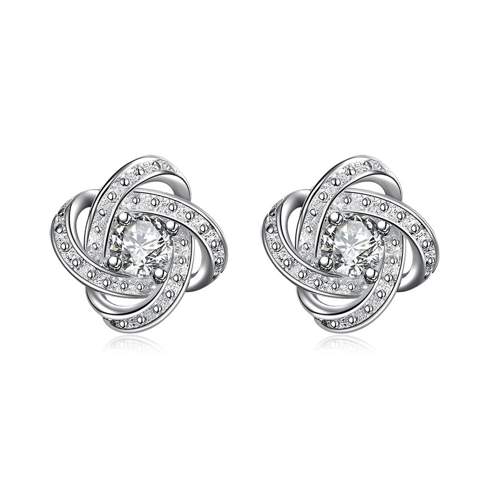Silvertone Infinity Twist Stud Earring with  Luxe Crystals, , Riakoob Jewelry, Riakoob Jewelry  jewelryjewelry deals, swarovski crystal jewelry, groupon jewelry,, jewelry for mom,