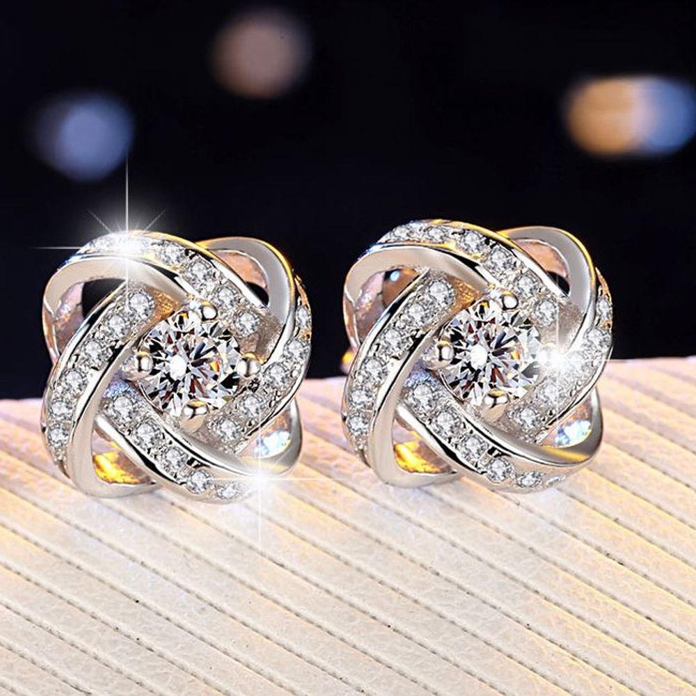 Silvertone Infinity Twist Stud Earring with  Luxe Crystals, , Riakoob Jewelry, Riakoob Jewelry  jewelryjewelry deals, swarovski crystal jewelry, groupon jewelry,, jewelry for mom,