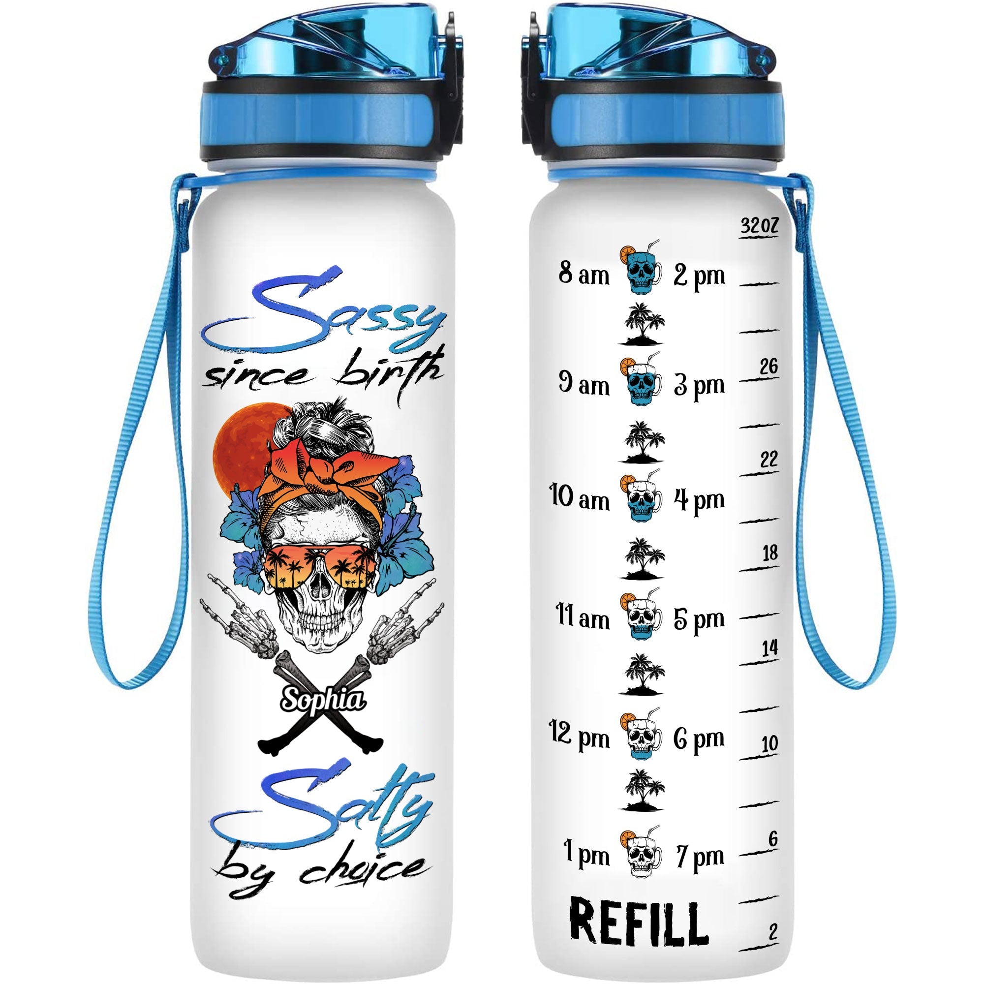 Salty By Choice - Personalized Water Bottle With Time Marker