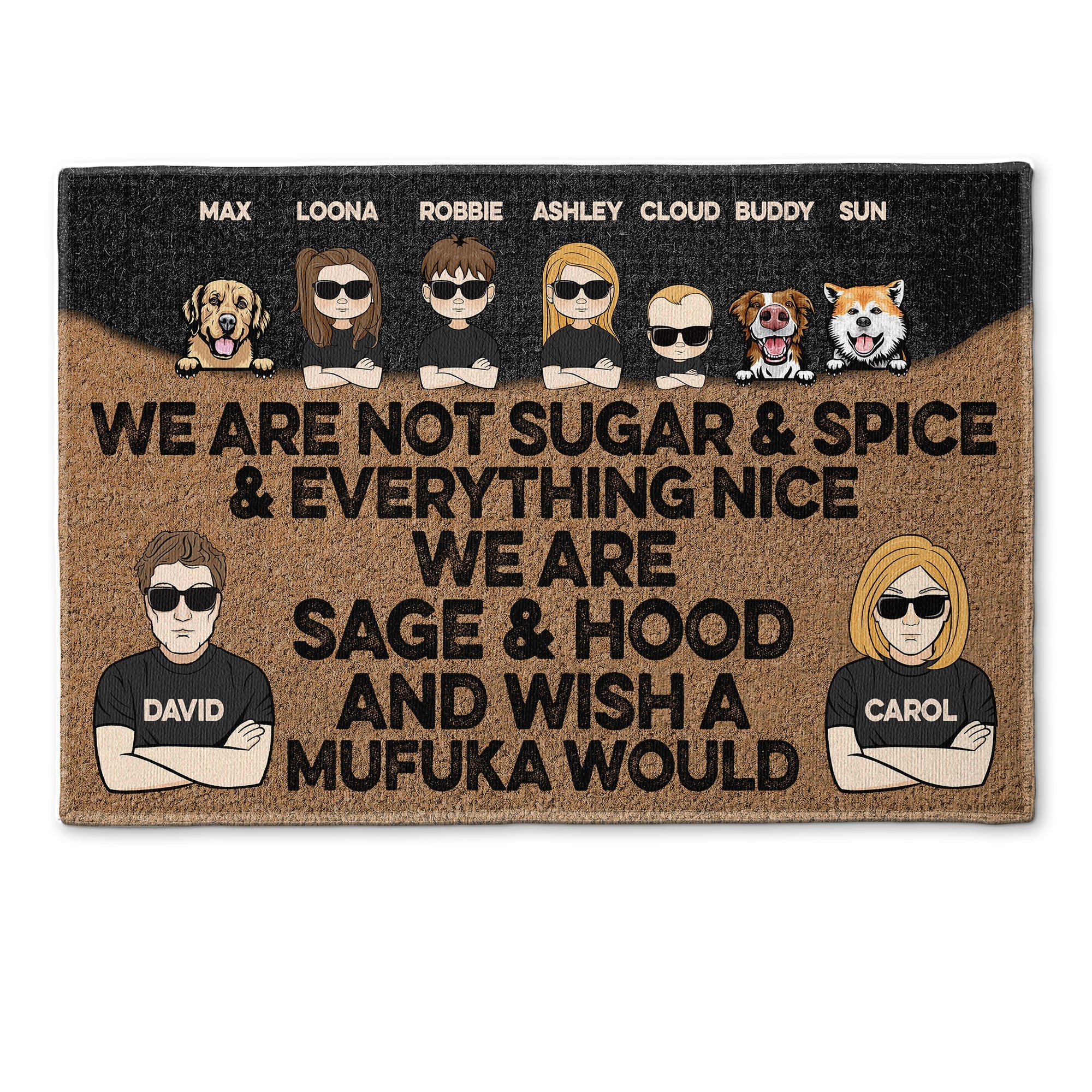 Sage And Hood - Personalized Doormat - Birthday, Funny , Housewarming Gift For Family, Dog Lover, Dog Owner