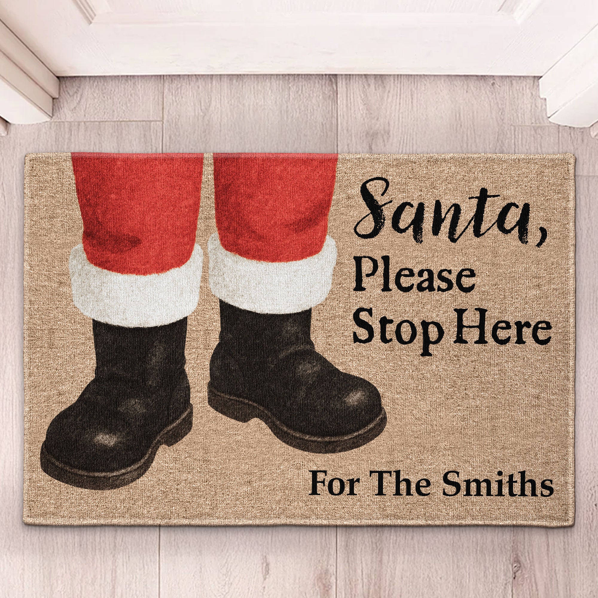 Santa Please Stop Here For - Personalized Doormat