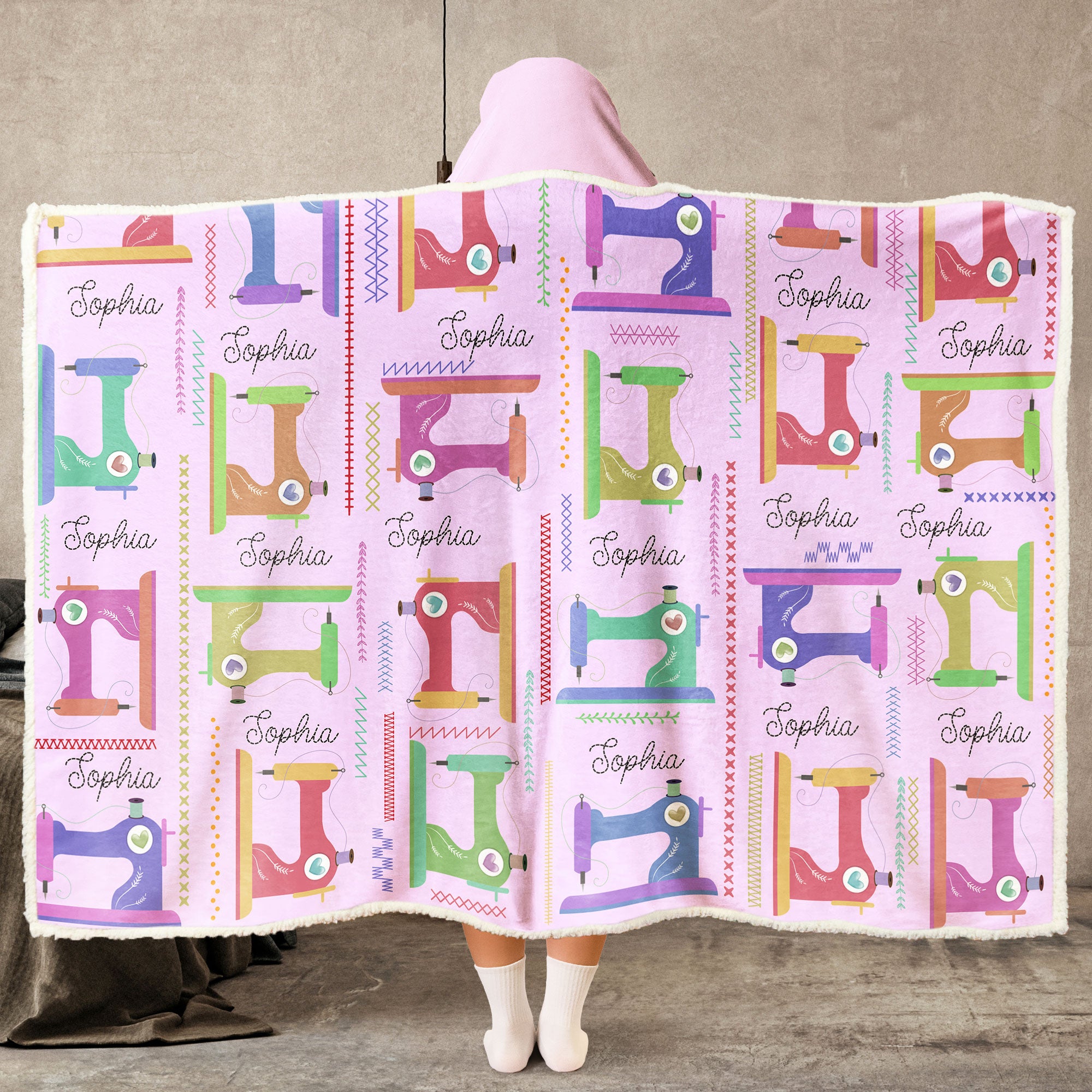 Sewing Lover, Custom Name - Personalized Wearable Blanket Hoodie