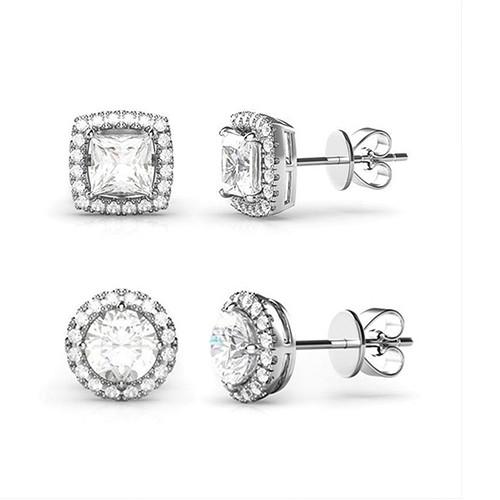 2 Pairs: Swarovski Elements Halo Goldtone Studs - 3 Finishes, , Riakoob Jewelry, Riakoob Jewelry  jewelryjewelry deals, swarovski crystal jewelry, groupon jewelry,, jewelry for mom,