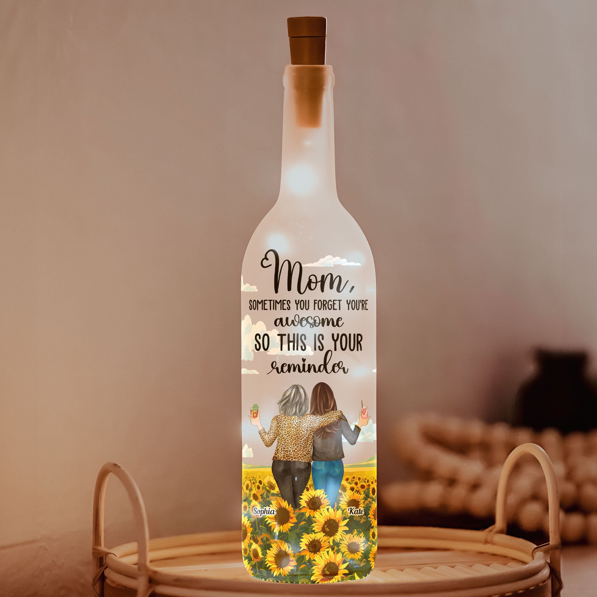 Sometimes You Forget You're Awesome - Personalized Bottle Lamp