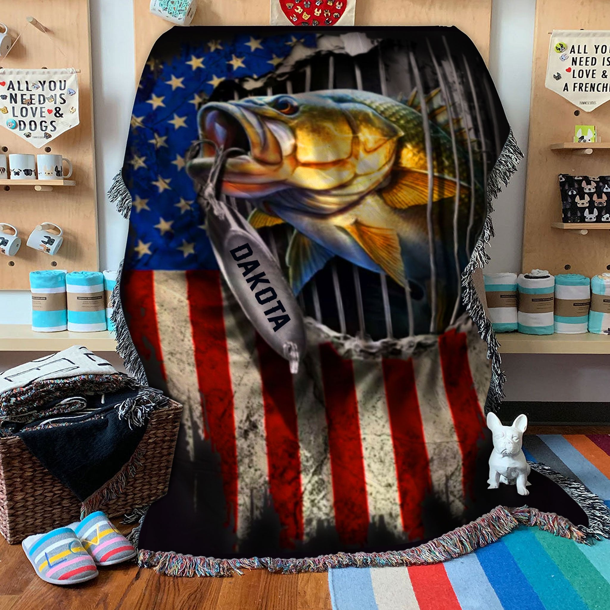 Personalized Fishing Gifts - Fishing Custom Name Woven Throw Blankets - 50x60-A Loves Gift