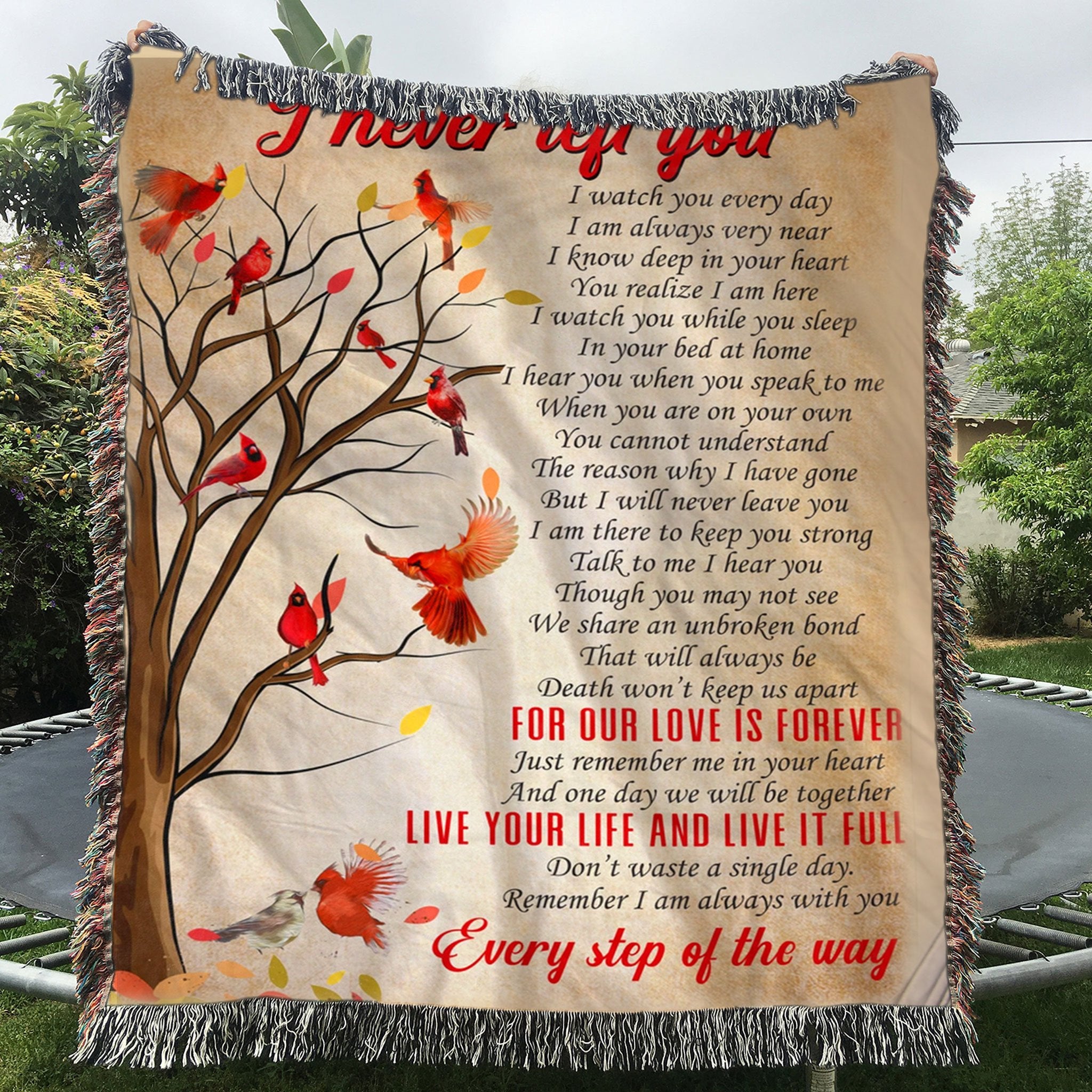 Custom Wovenn Blanket Cardinal Blanket - I Never Left You Woven Throw Blanket - 50x60-A Loves Gift