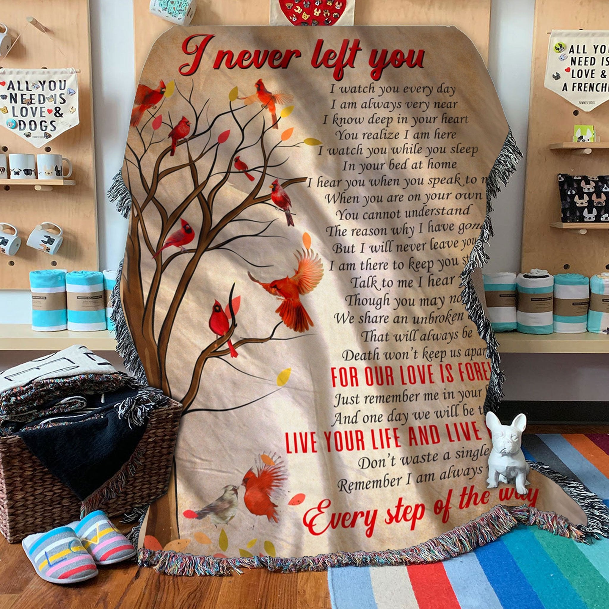 Custom Wovenn Blanket Cardinal Blanket - I Never Left You Woven Throw Blanket - 50x60-A Loves Gift