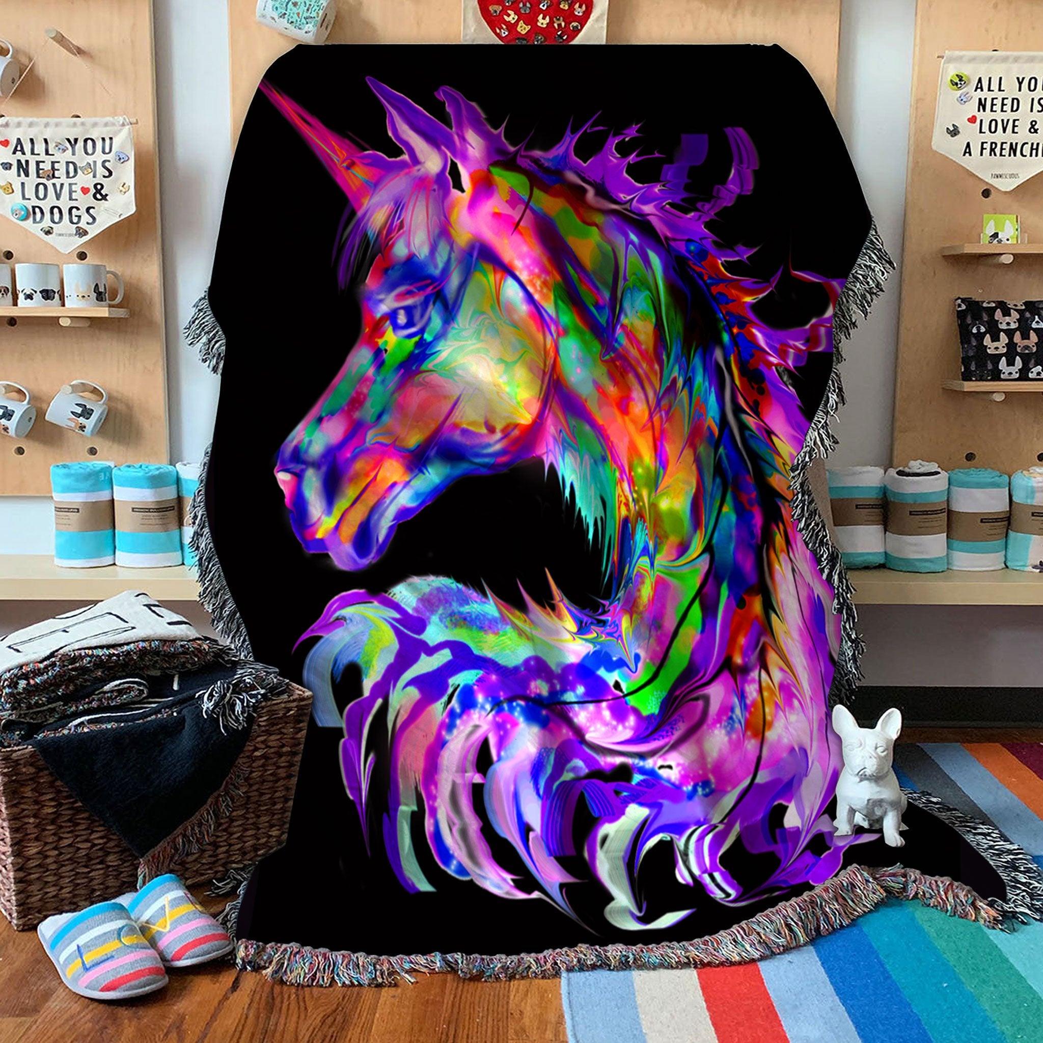 Custom Woven Blanket Cute Unicorn Woven Throw Blanket - 60x80-A Loves Gift