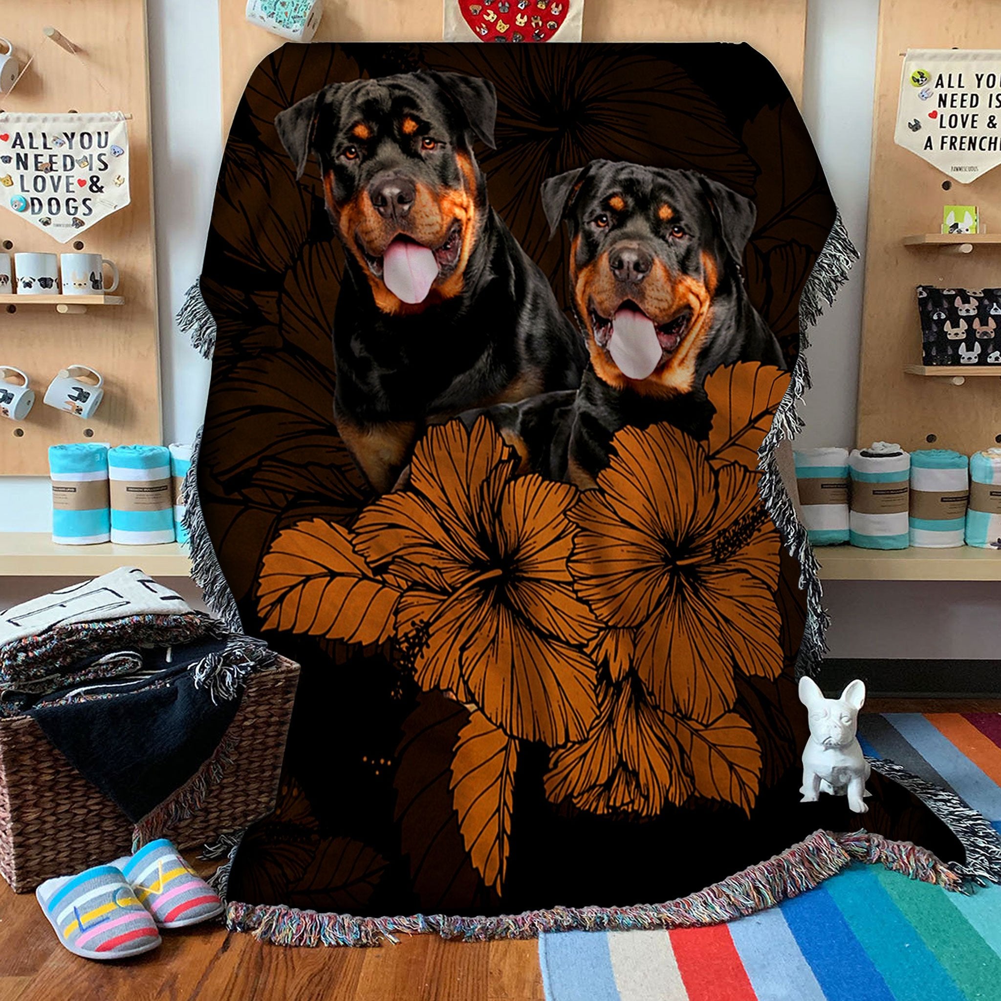 Custom Woven Blankets Rottweiler Dog Woven Throw Blanket - 50x60-A Loves Gift