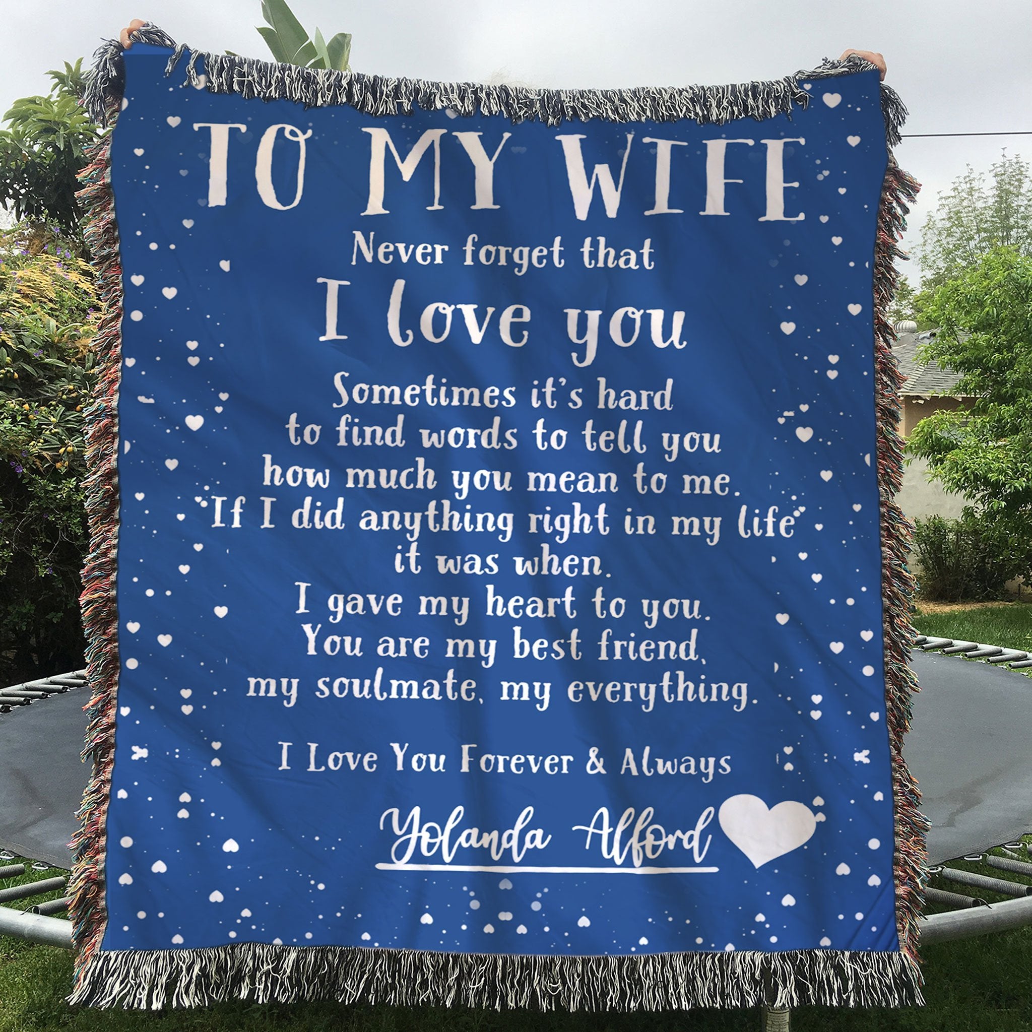 Custom Woven Blanket To My Wife Personalized Woven Throw Blanket - Gift for Wife -A Loves Gift