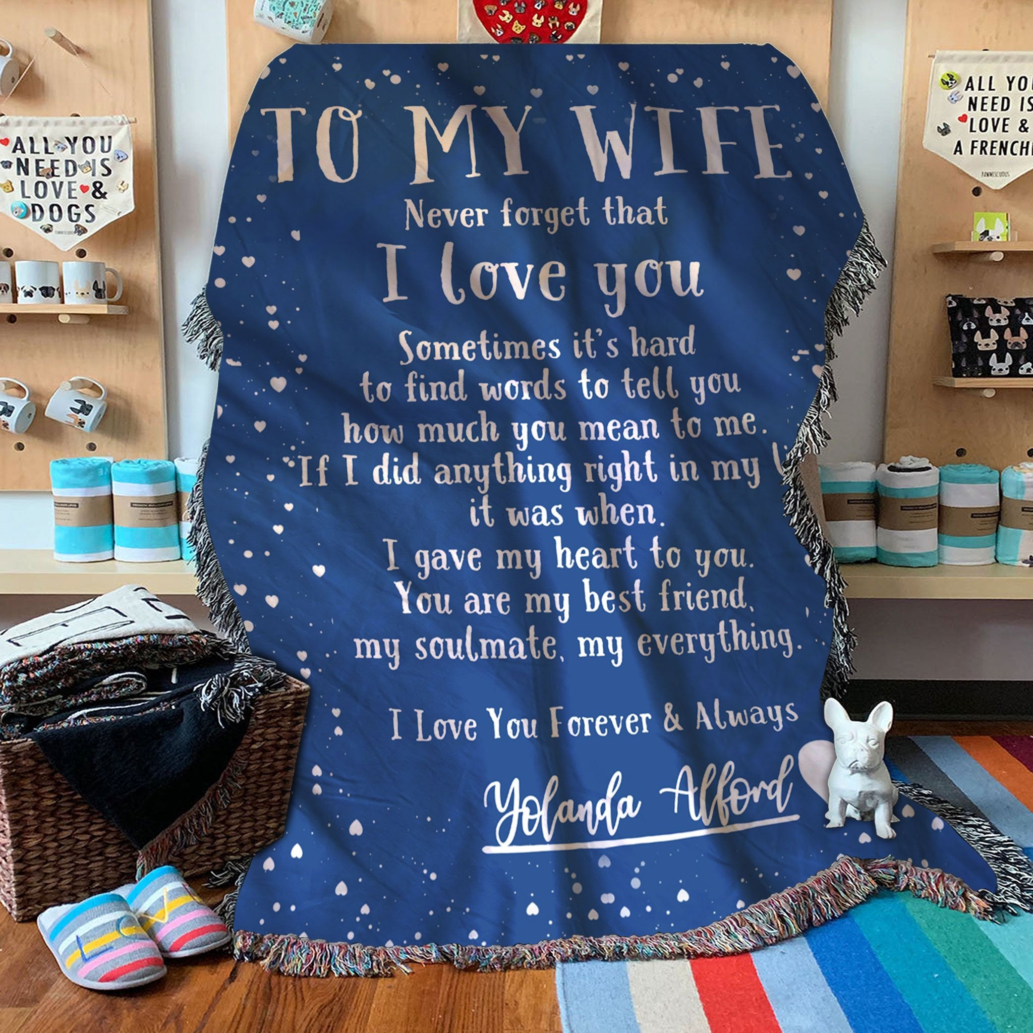 Custom Woven Blanket To My Wife Personalized Woven Throw Blanket - Gift for Wife -A Loves Gift