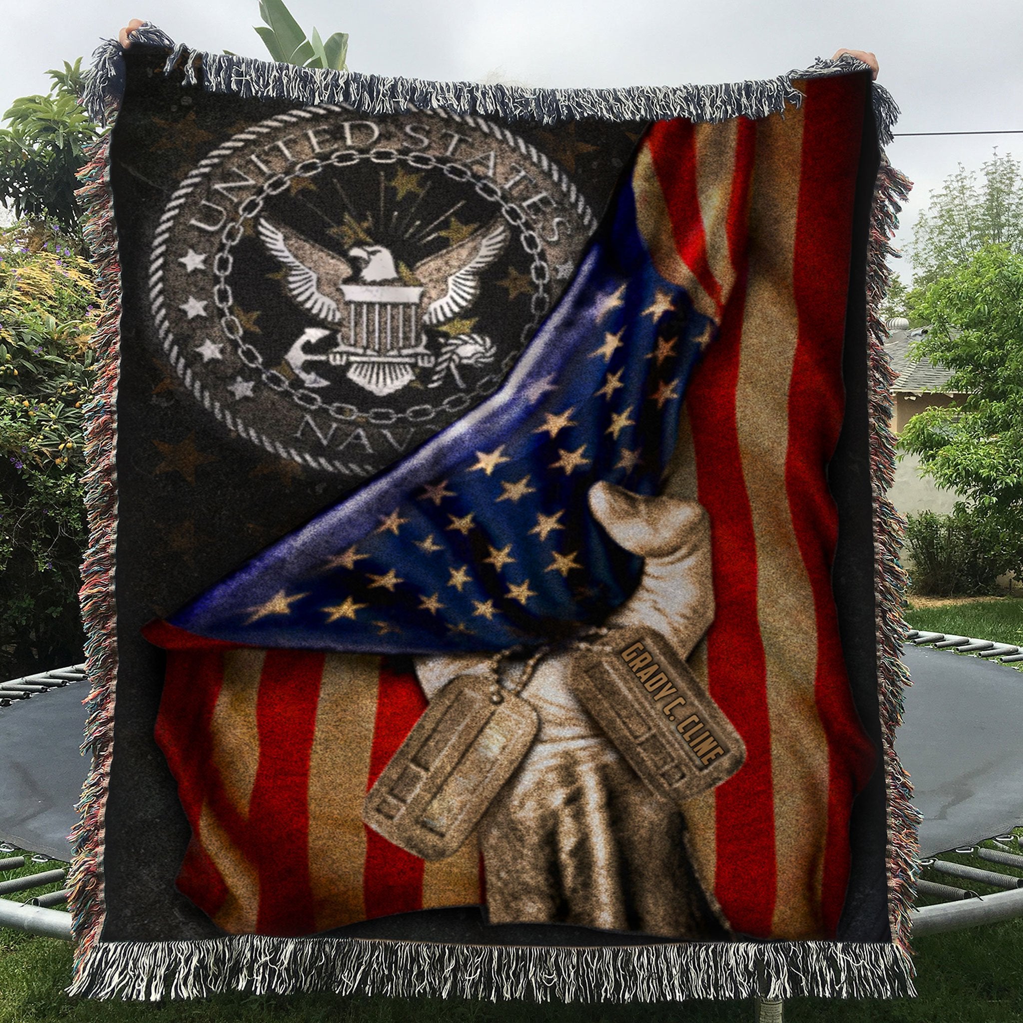 Custom Woven Blanket U.S. Navy Flag Personalized Woven Throw Blanket - 50x60-A Loves Gift