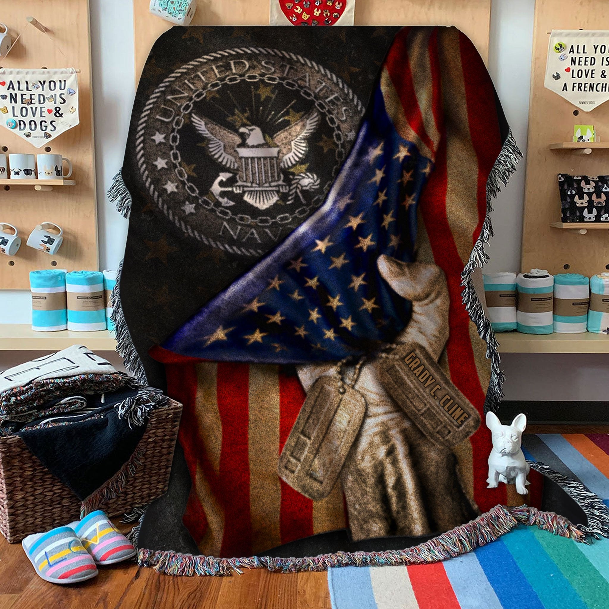 Custom Woven Blanket U.S. Navy Flag Personalized Woven Throw Blanket - 50x60-A Loves Gift