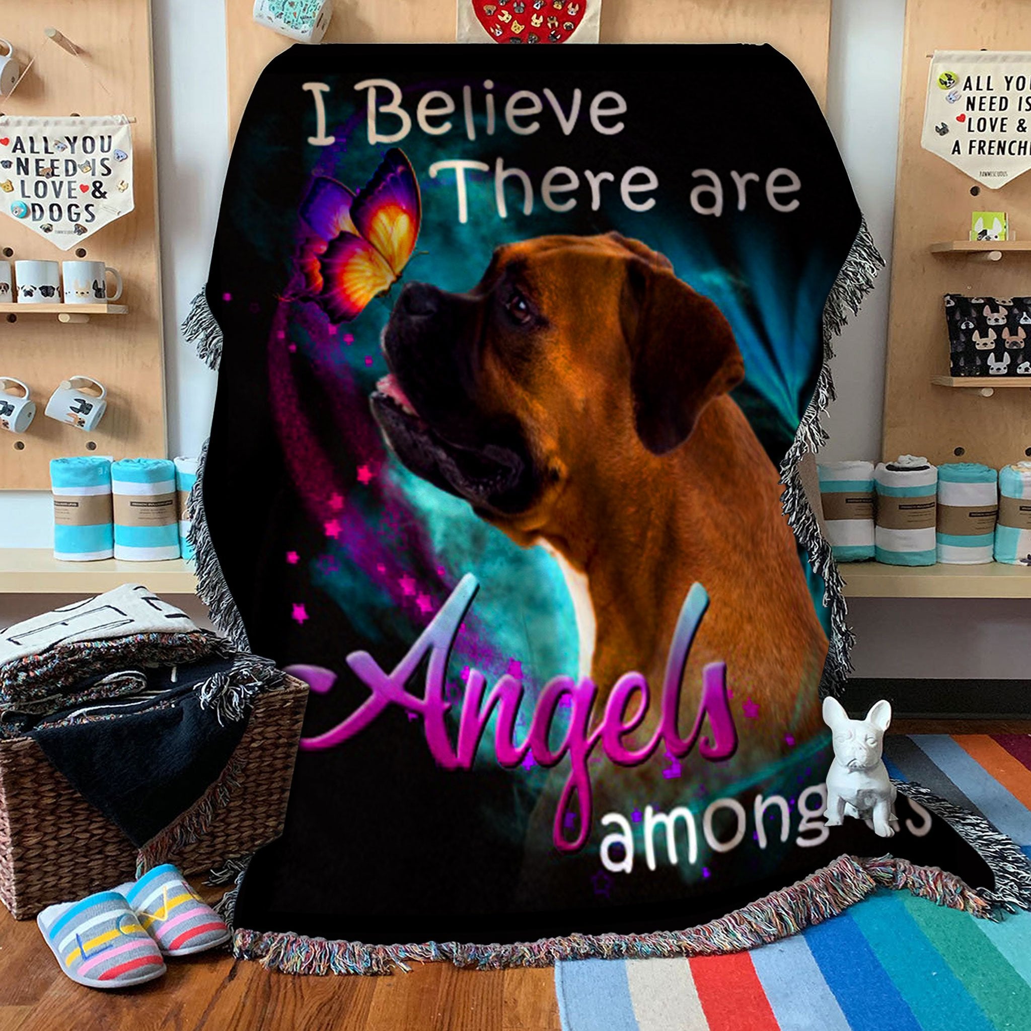 Customs Woven Blanket Boxer Angels Among Us Classic Woven Throw Blanket  - 50x60-A Loves Gift