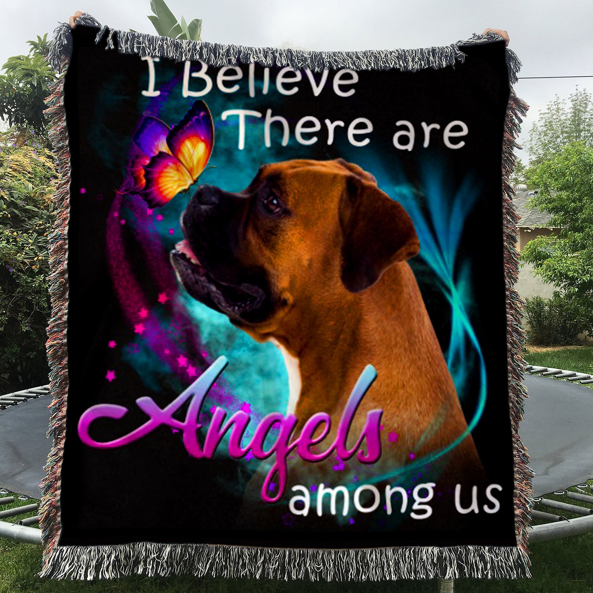 Customs Woven Blanket Boxer Angels Among Us Classic Woven Throw Blanket  - 50x60-A Loves Gift