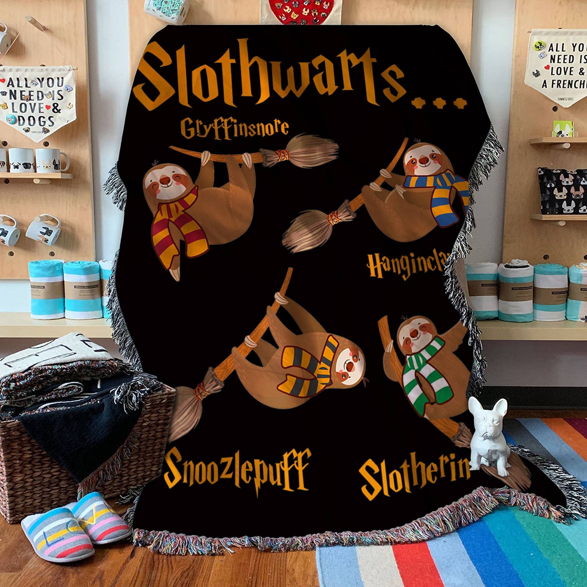 Custom Woven Blanket Slothwarts Sloth Woven Throw Blanket - 60x80-A Loves Gift