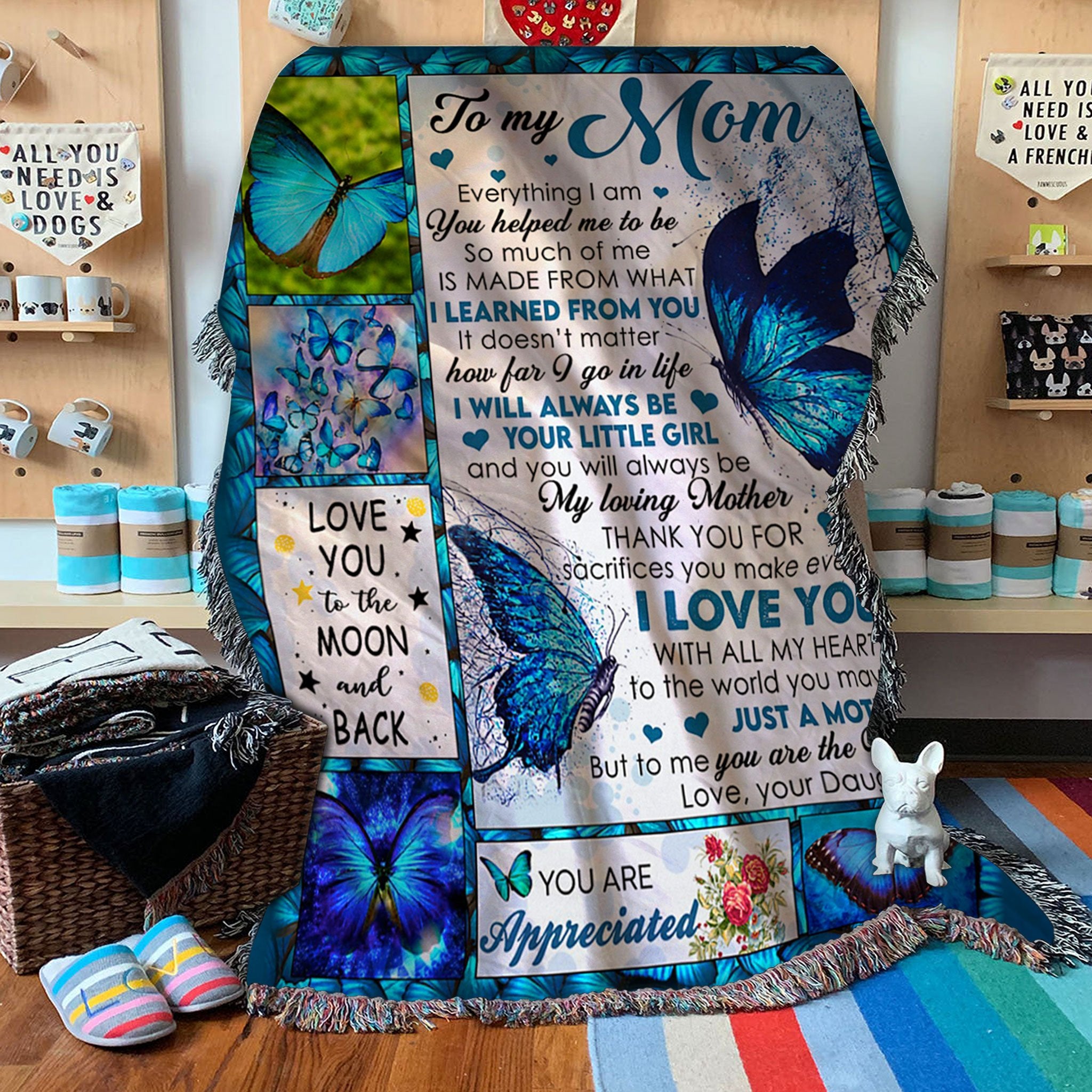 Custom Woven Blanket To My Mom Woven Throw Blanket - Gift for Mom - 50x60-A Loves Gift