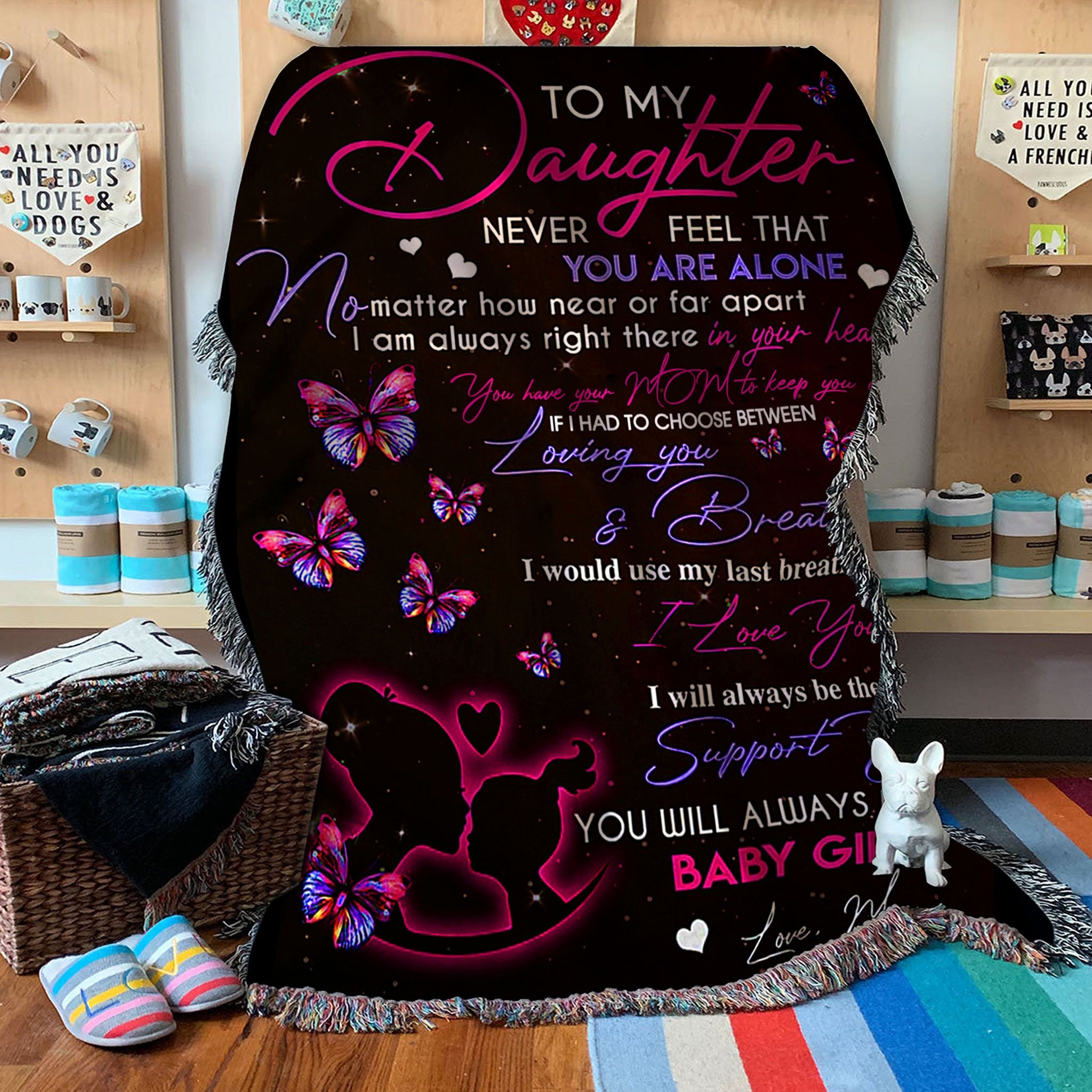 Custom Woven Blanket To My Daughter Woven Throw Blanket - Gift for Daughter - 60x80-A Loves Gift