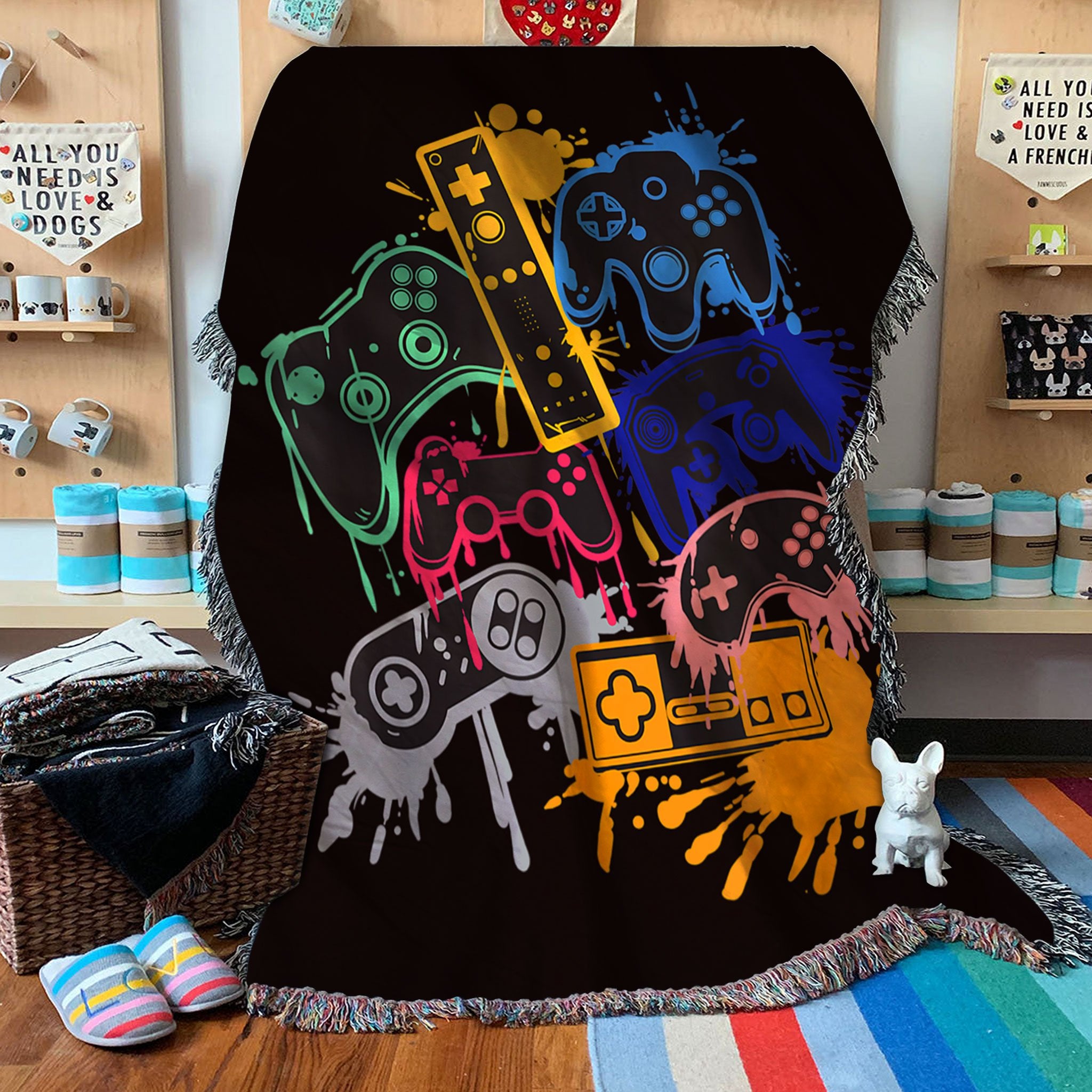 Custom Woven Blanket Control All the Things Video Game Controller Woven Throw Blanket - 60x80-A Loves Gift