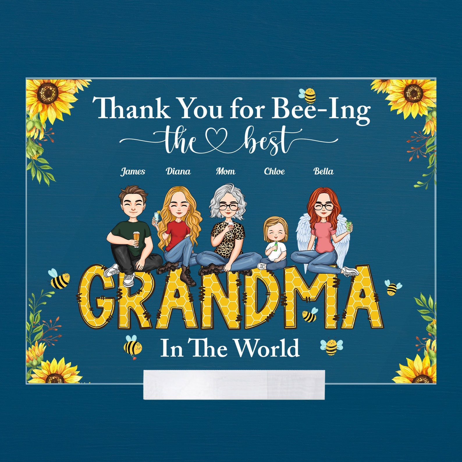 Thank You For Bee-Ing The Best Grandma In The World - Personalized Acrylic Plaque