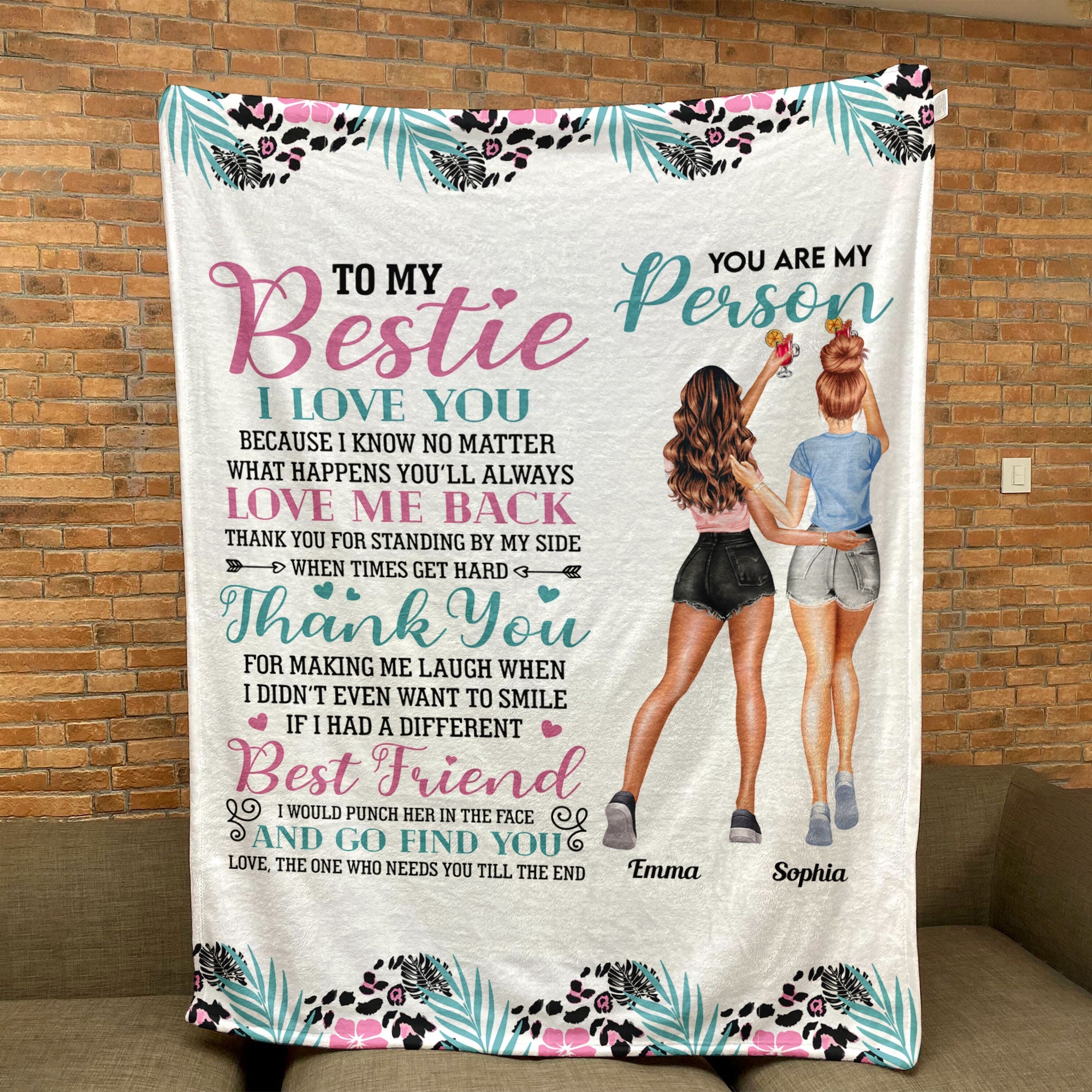 Thank You For Making Me Laugh Friendship Besties Sisters - Personalized Blanket