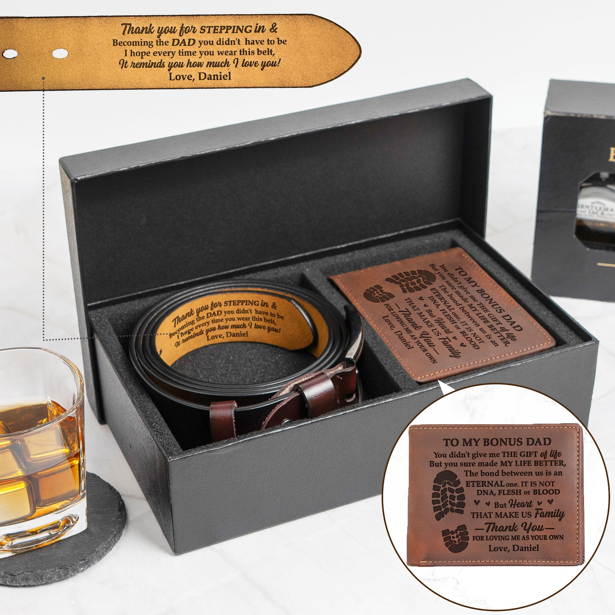 Thank You For Stepping Up, Dad - Father's Day Leather Gift Box Set