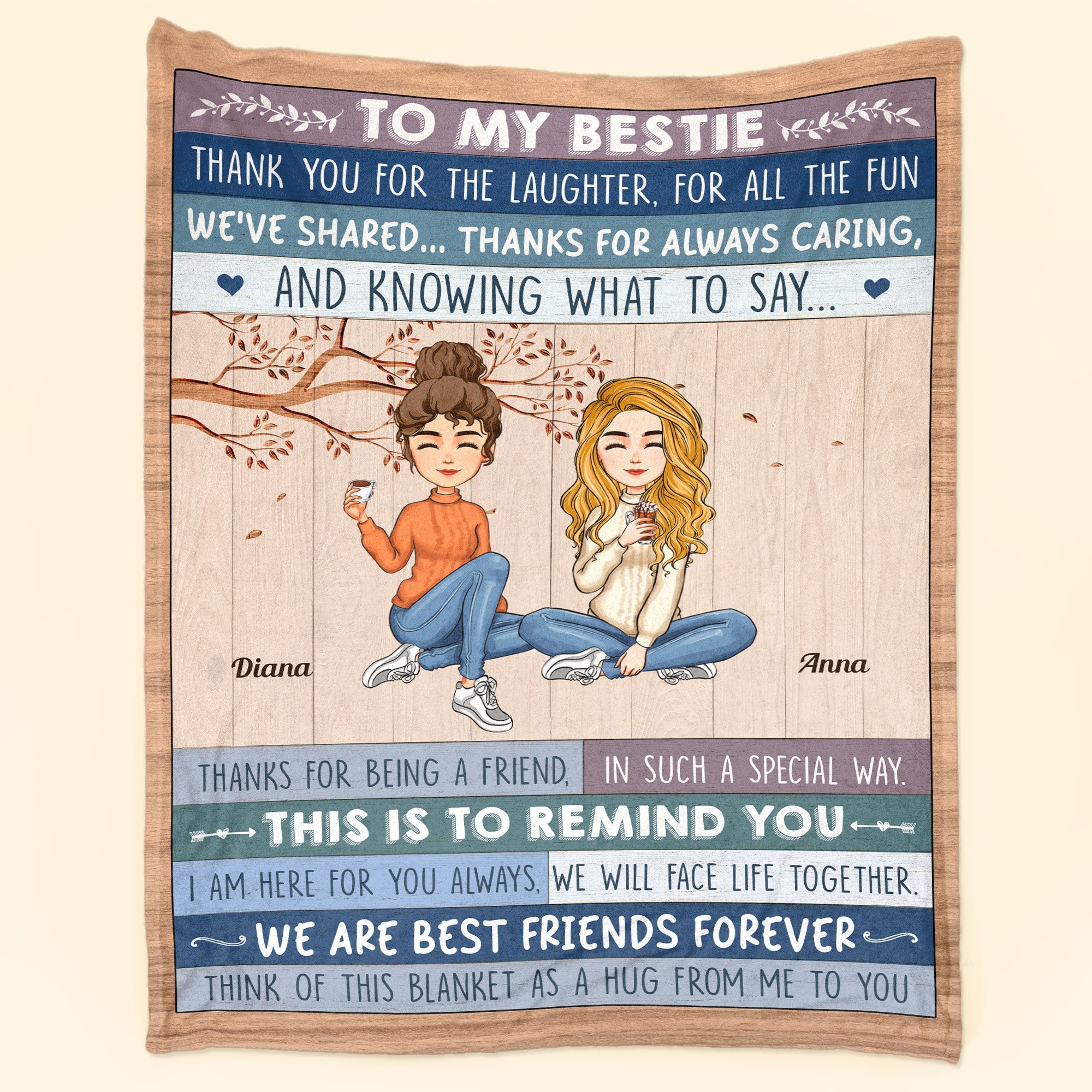 Thank You For The Laughter & Fun Friendship - Personalized Blanket