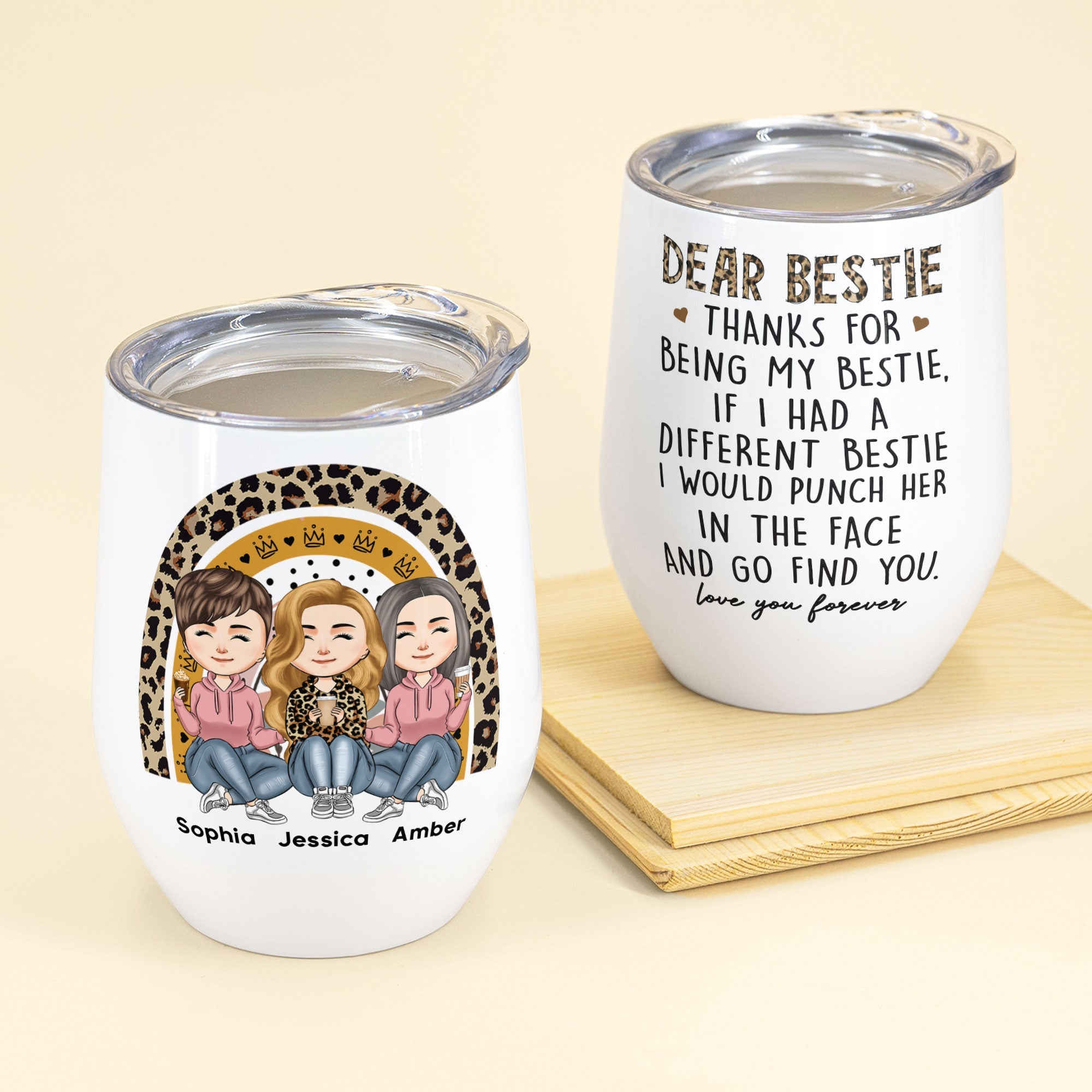 Thanks For Being My Bestie - Personalized Wine Tumbler - Birthday, Loving Gift For Friends, BFF, Besties