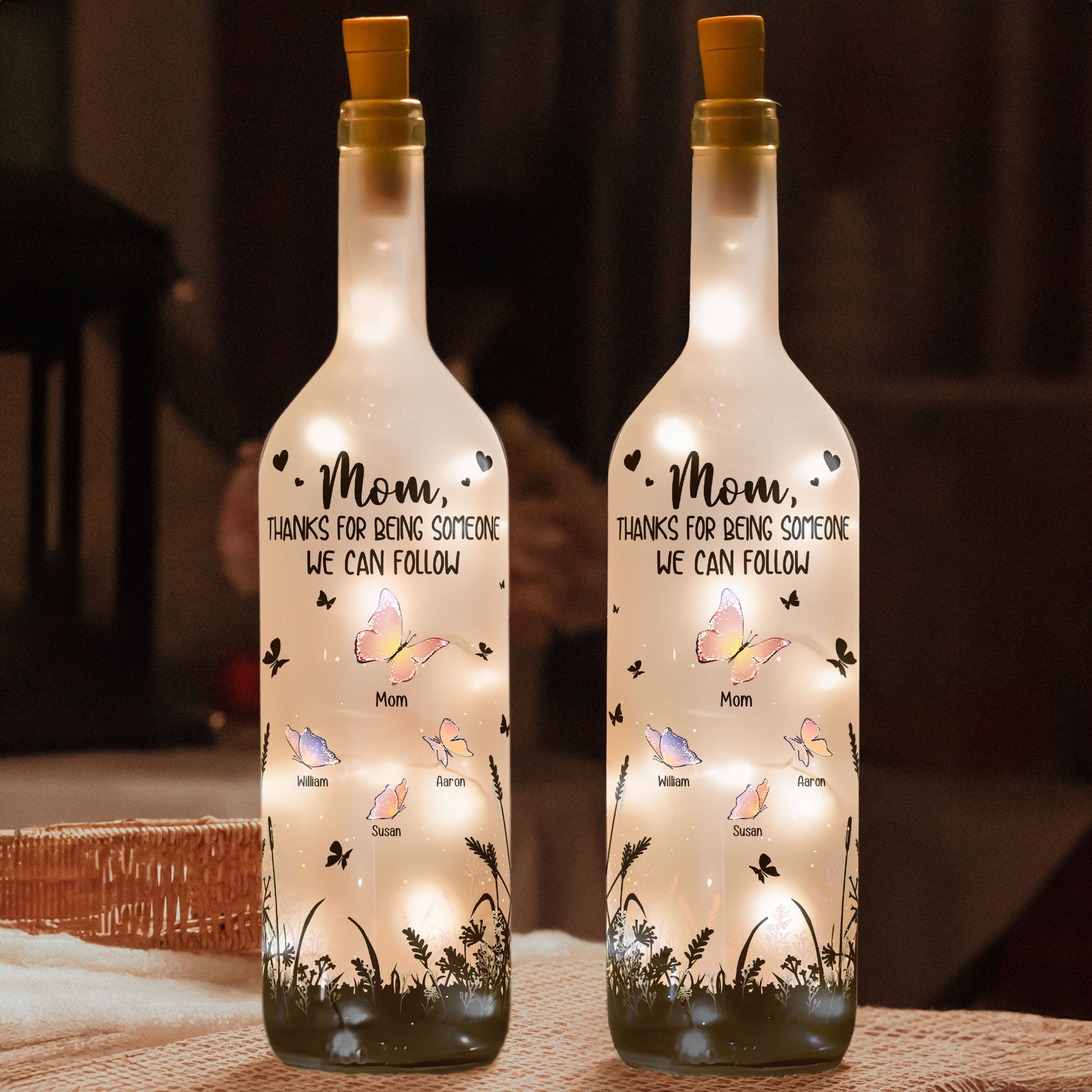 Thanks For Being Someone We Can Follow - Personalized Bottle Lamp