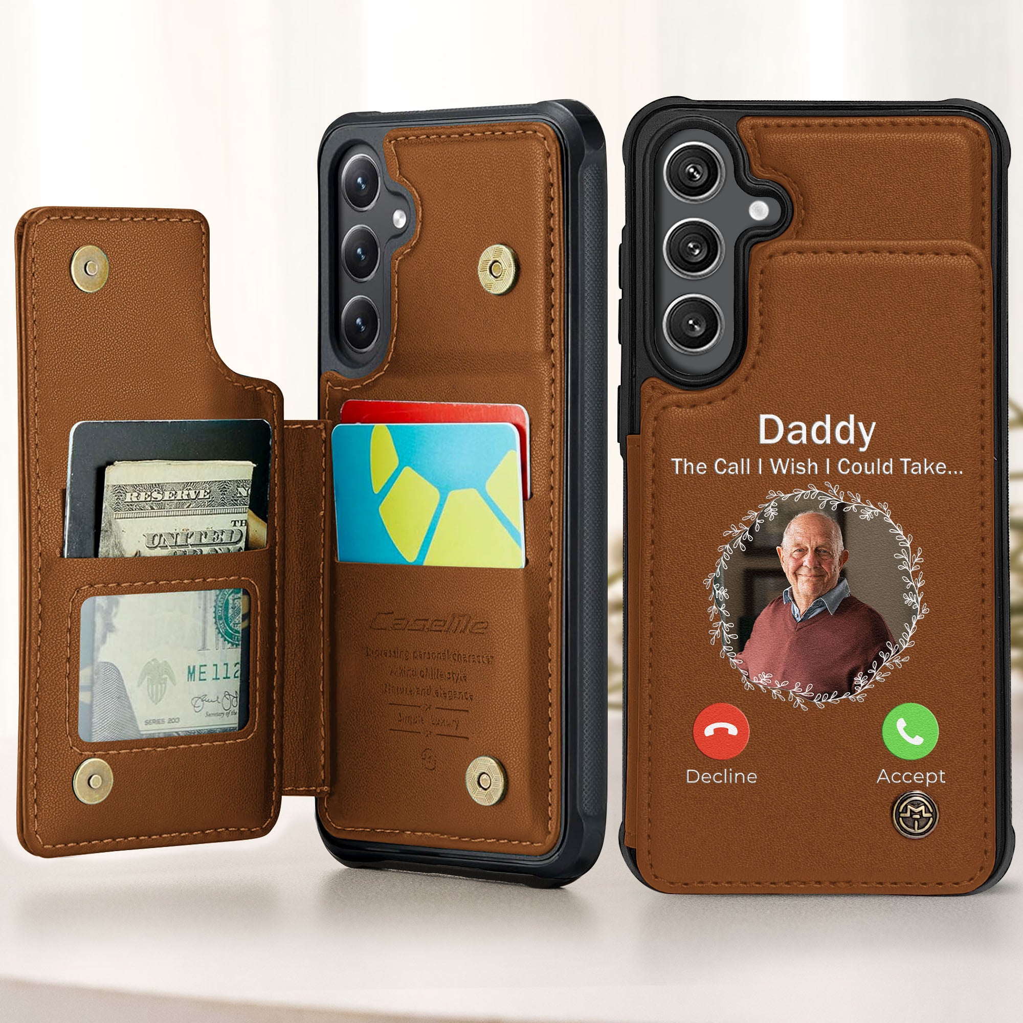 The Call I Wish I Could Take - Personalized Photo Leather Flip Wallet Phone Case