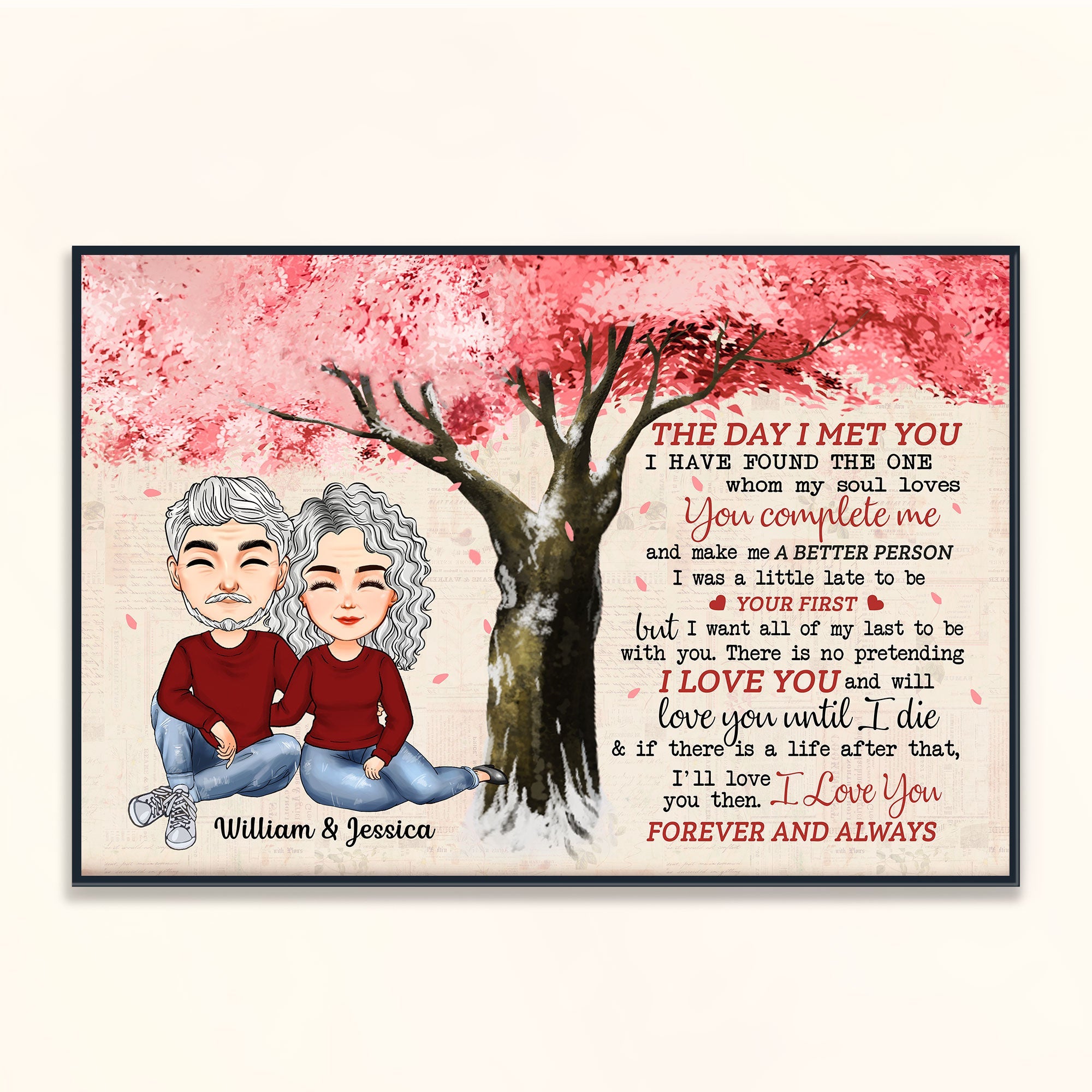 The Day I Met You - Personalized Poster/Wrapped Canvas - Anniversary, Valentine, Birthday Gift For Life Partner, Husband & Wife, Couples