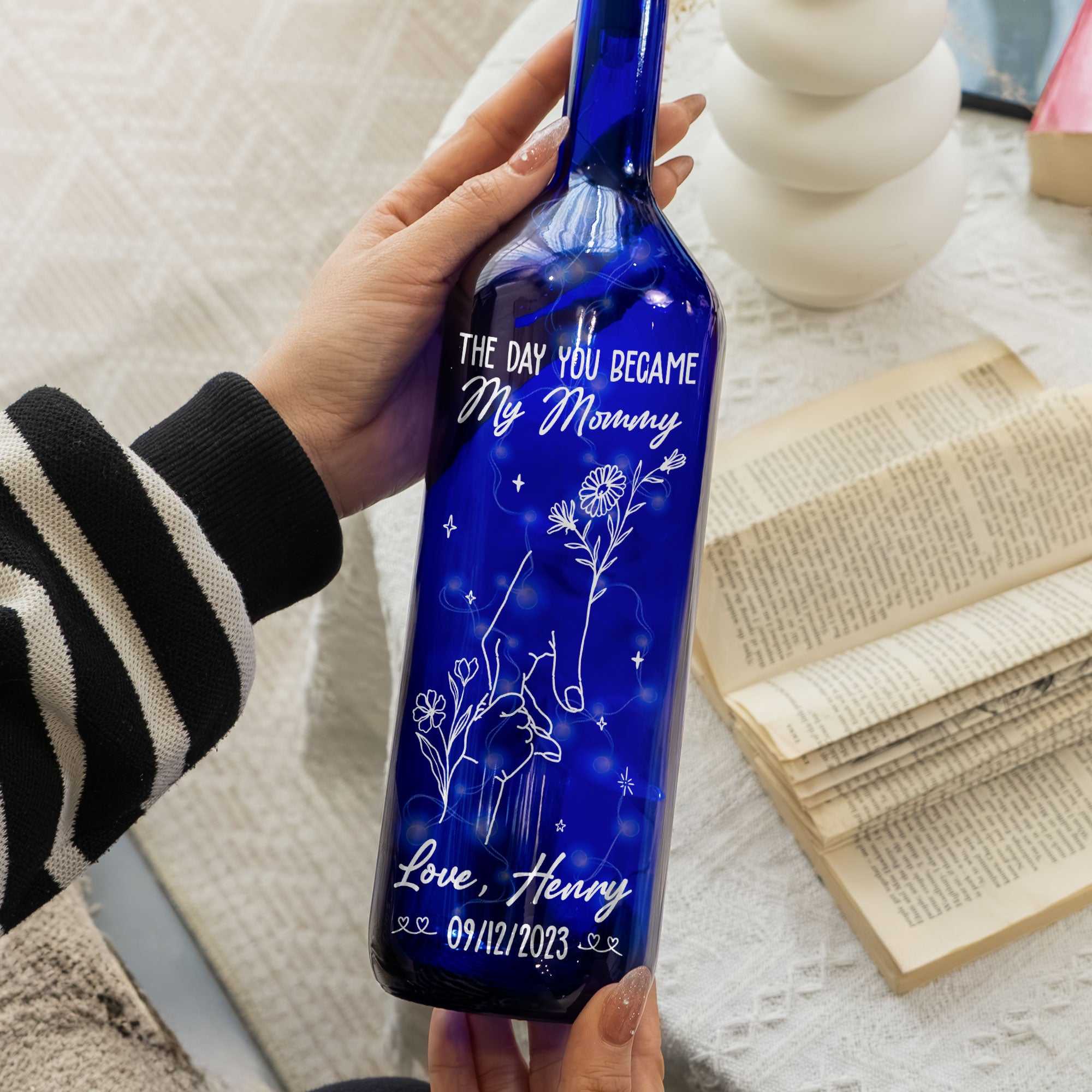 The Day You Became My Mummy - Personalized Bottle Lamp