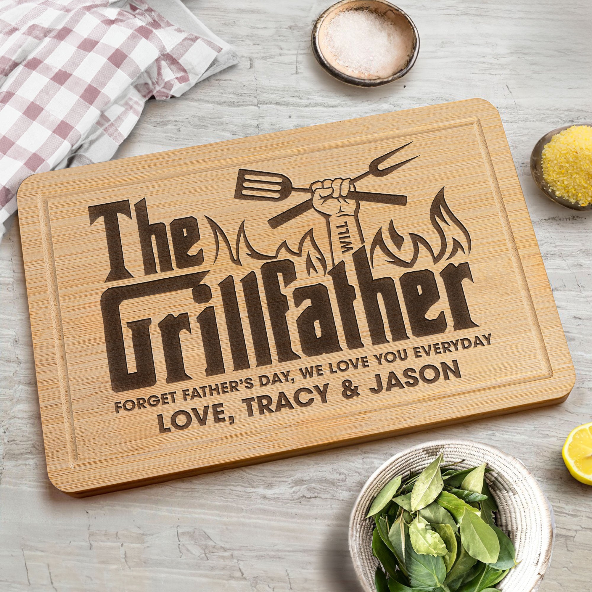 The Grillfather - Personalized Engraved Wooden Cutting Board