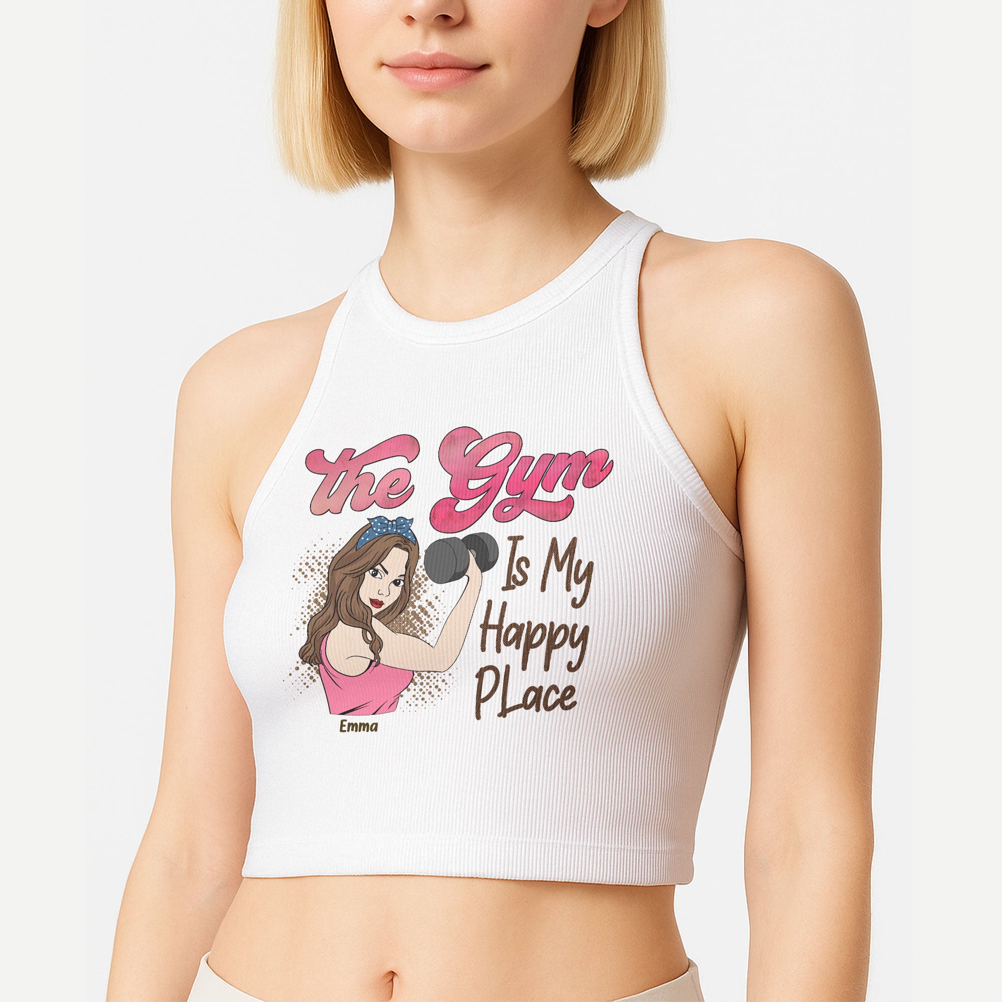 The Gym Is My Happy Place Unbreakable Version - Custom Crop Tank Top