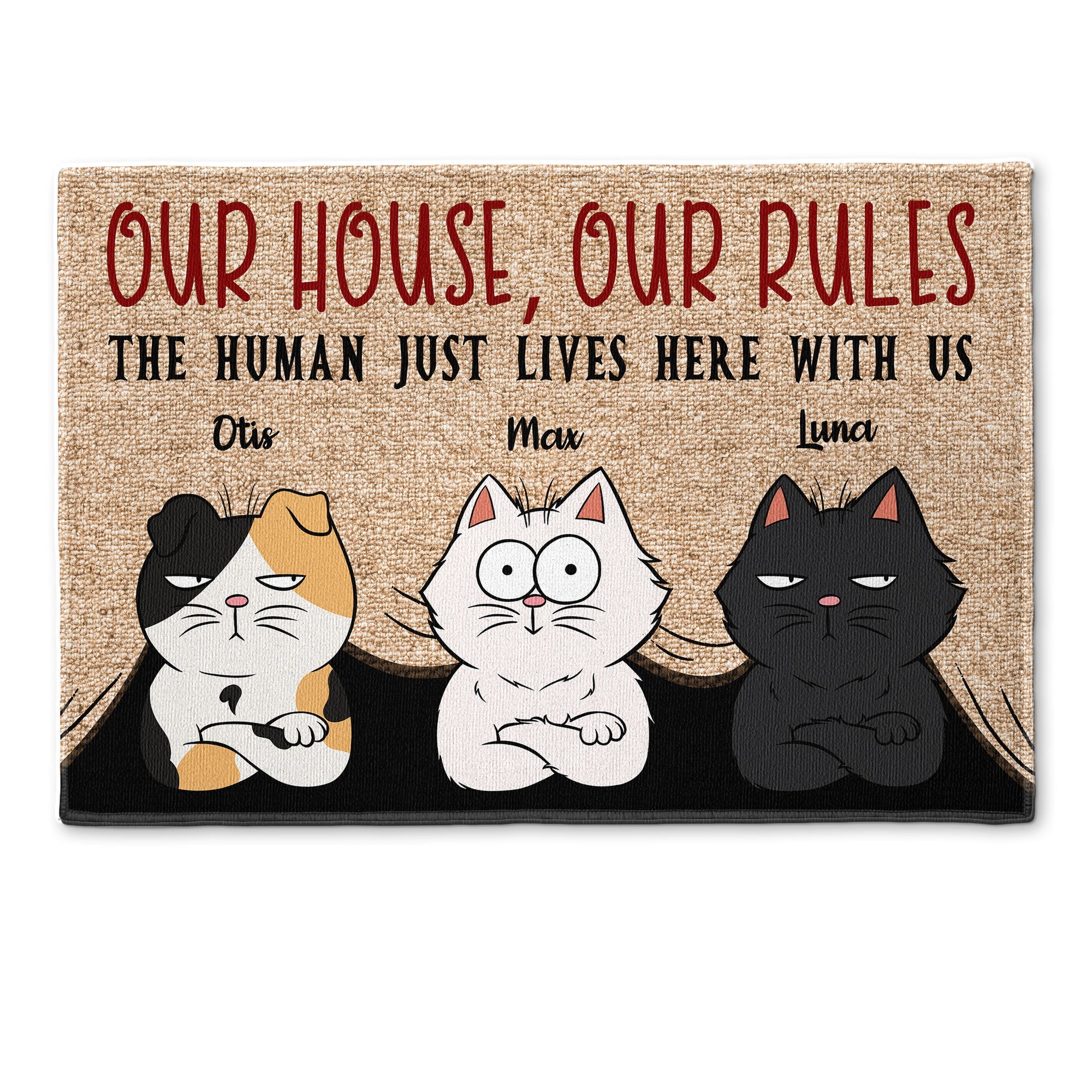 The Human Just Lives Here With Us - Personalized Doormat