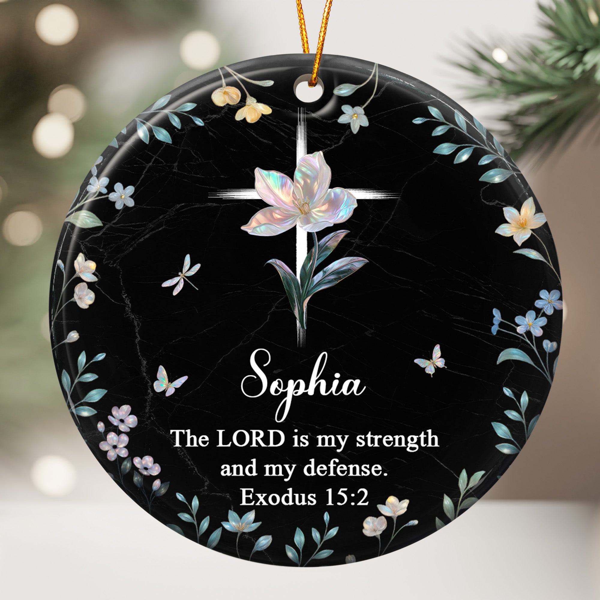 The Lord Is My Strength And My Defense - Personalized Ceramic Ornament