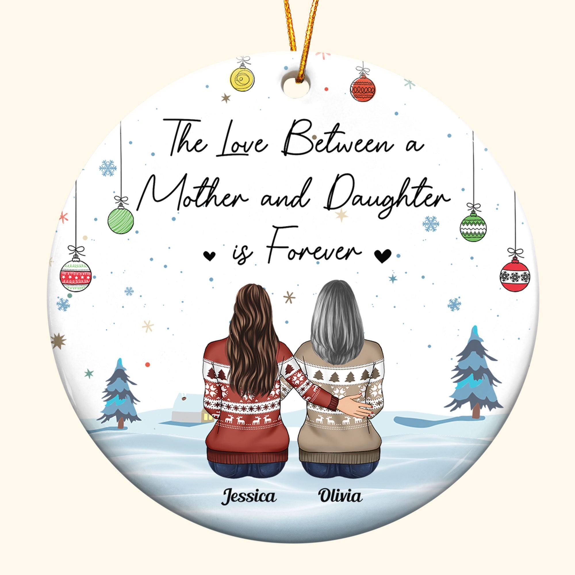 The Love Between A Mother And Daughter Is Forever - Personalized Ceramic Ornament